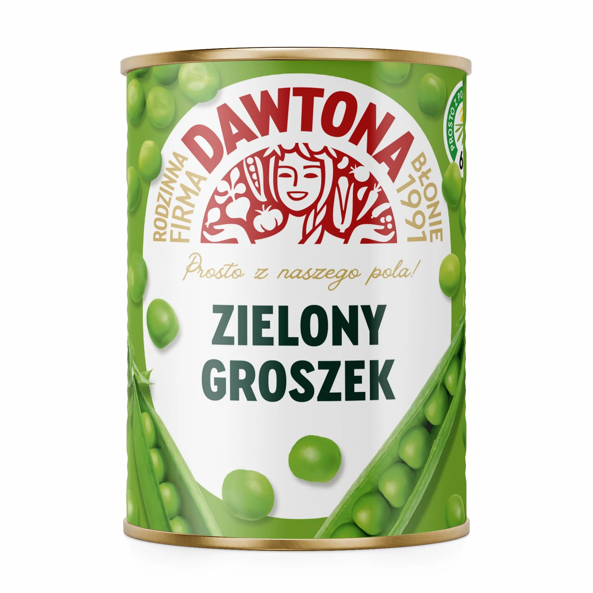 DAWTONA Groszek zielony konserwowy 12 x 400g - Bez konserwantów i sztucznych dodatków - Gotowa do spożycia - Idealny do zup, dodatków i dań jednogarnkowych
