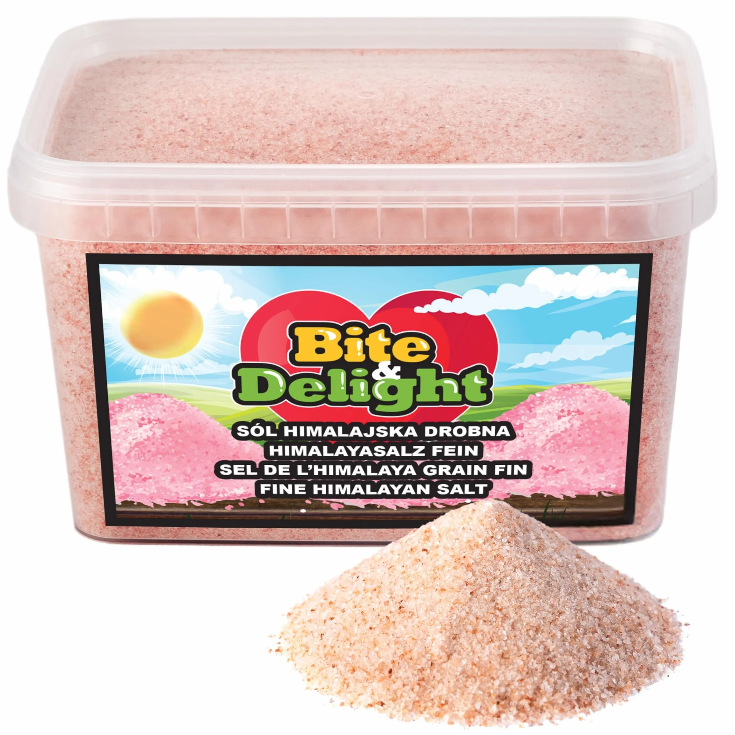 Sól himalajska drobna Bite & Delight - Bogata w minerały, nierafinowana, naturalna sól kuchenna 1000 ml