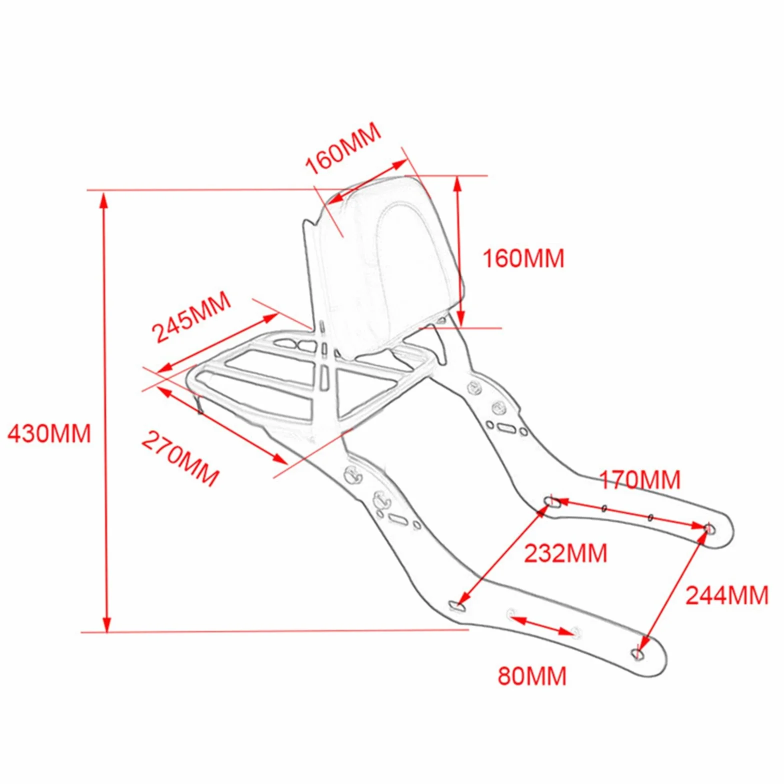 Motocykl Sissy Bar Oparcie z tylnym bagażnikiem dla Kawasaki Vulcan S 650 VN650 Top Box Rozszerzony metalowy wspornik tylny tylny pasażer