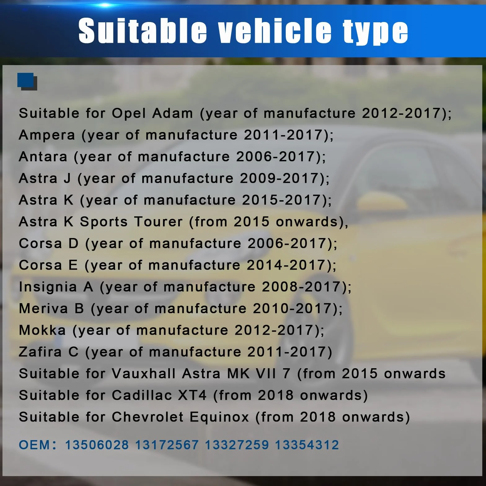 Czujniki ciśnienia w oponach TPMS Opel Astra J K Corsa D Adam Insignia B Meriva B Zafira C Vauxhall Cadillac XT4 13506028