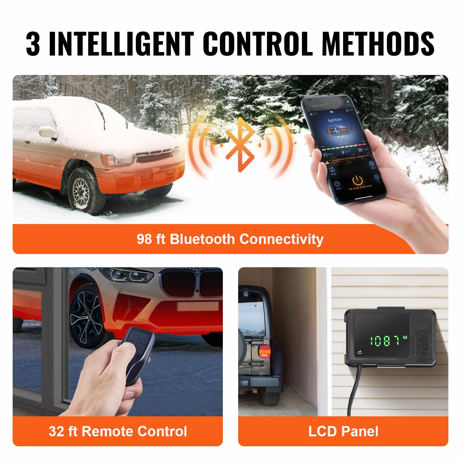 VEVOR Podgrzewacz powietrza Diesel do samochodów kempingowych Ciężarówka RV 12V 5KW Regulowana temperatura 8℃-36℃ Sterowanie Bluetooth, podgrzewacz parkowania samochodu Zużycie paliwa 0,16-0,52 l/h