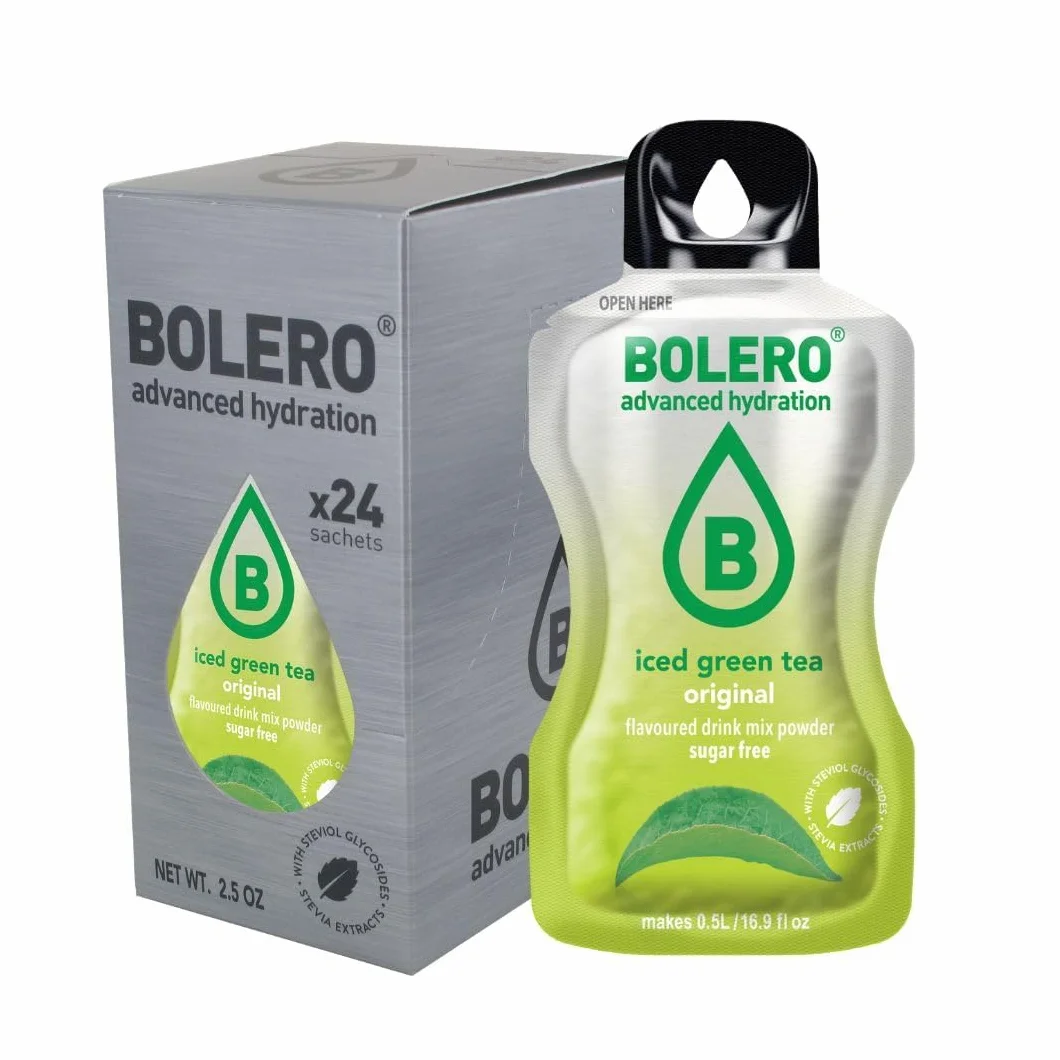 Bolero ICED GREEN TEA 24x3g | Saftpulver ohne Zucker, gesüßt mit Stevia + Vitamin C | geeignet für Kinder, Sportler und Diabetiker | glutenfrei und veganfreundlich (24x3g, ORIGINAL)