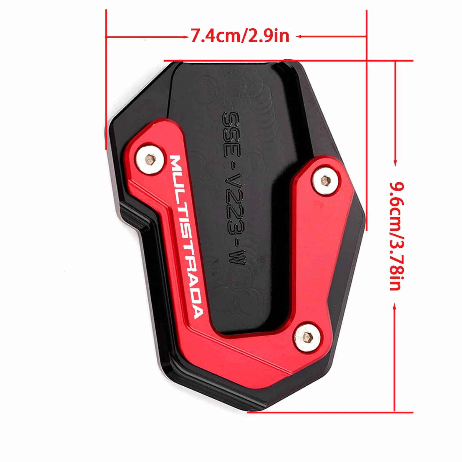 Pasuje do DUCATI Multistrada V2 V4 S 2023 2024 Multistrada V4S V2S 2022 Motocykl Podpórka Stopki Wsparcie Stojak Boczny Przedłużacz Pad (czerwony)