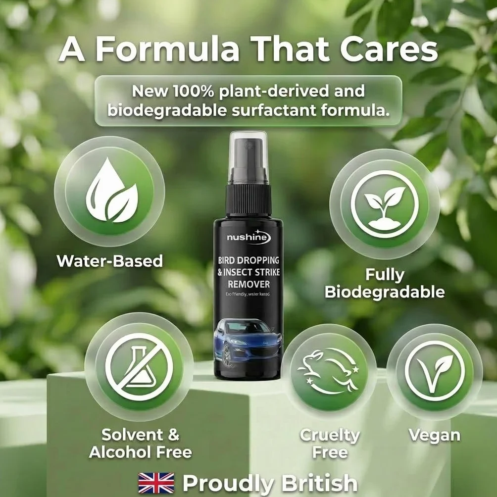 Nushine Spray do usuwania odchodów ptaków i owadów 50 ml (przyjazna dla środowiska formułą)
