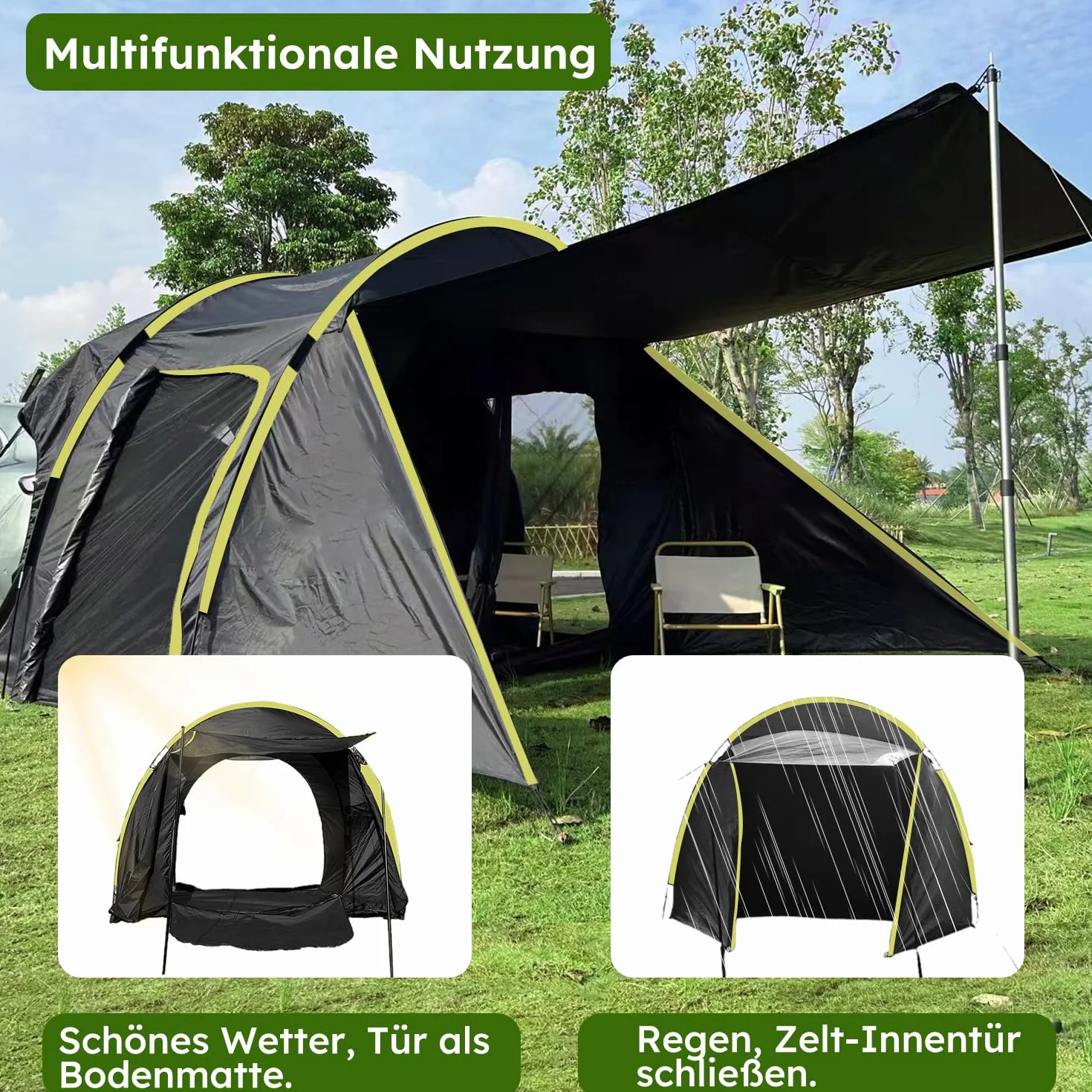 Namiot tylny do samochodu dla 6 osób, duży namiot tylny SUV z wodoodporną osłoną, 300 x 300 x 220 cm, namiot na tylną klapę samochodu kombi z wodoodpornym dachem 3000 mm słupa wody.