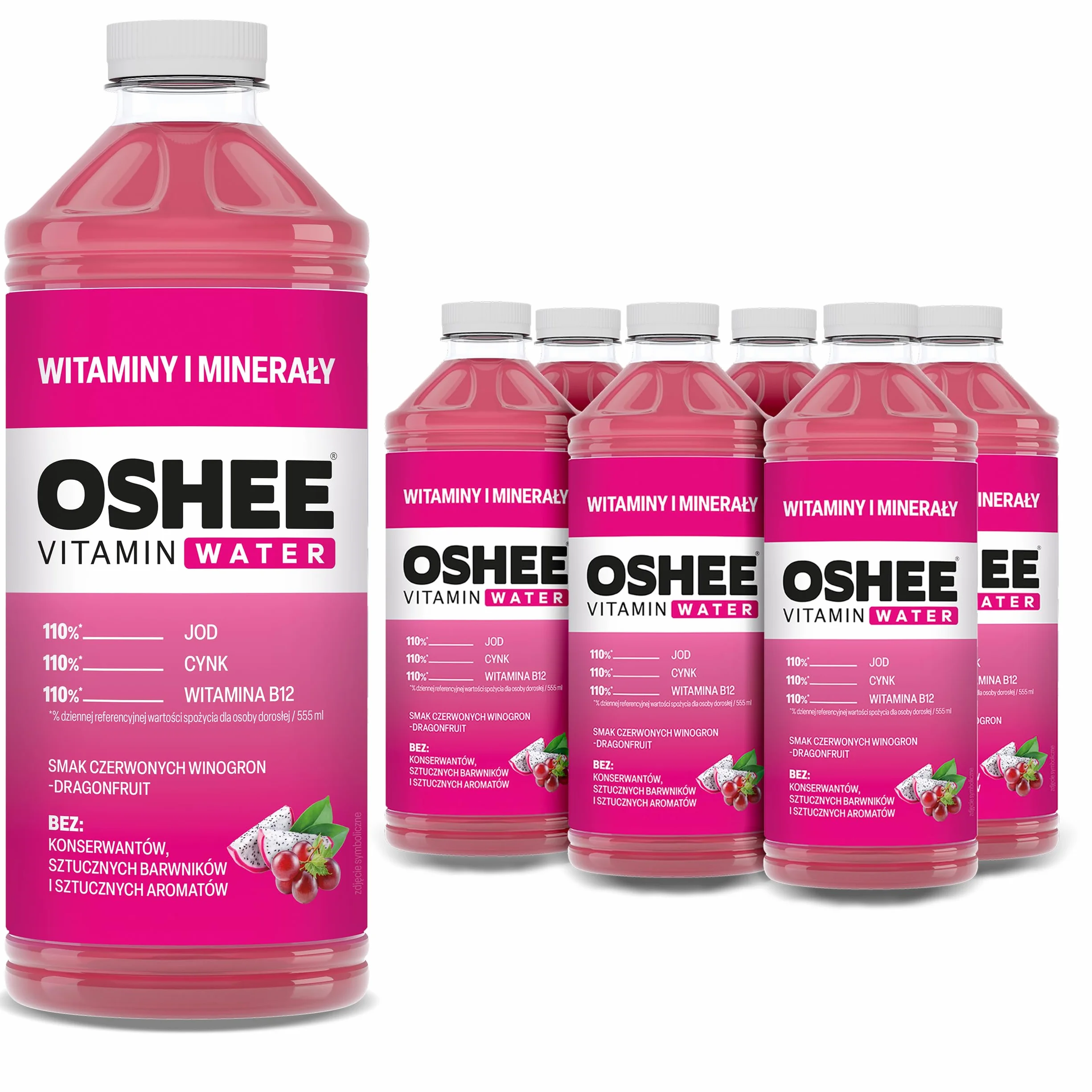OSHEE Vitamin Water witaminy i minerały winogrona - dragonfruit 1100 ml