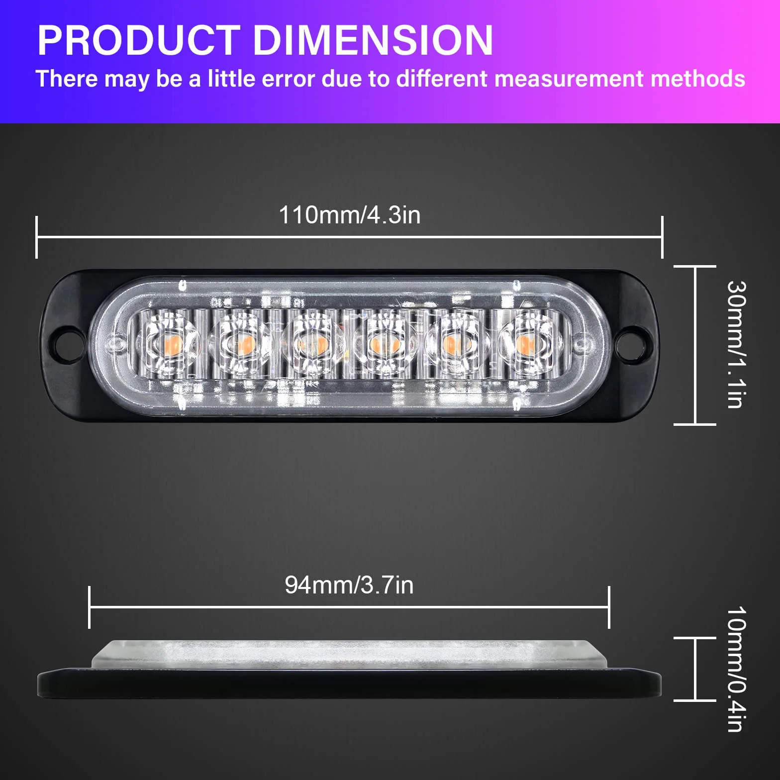 RIGIDON migające światła awaryjne, 6 V 24 V 12 LED, bursztynowe światło ostrzegawcze, stroboskopowe, awaryjny panel świetlny LED, wodoodporny, uniwersalny, do samochodów ciężarowych, terenowych, SUV, 3000 K, 4 szt.