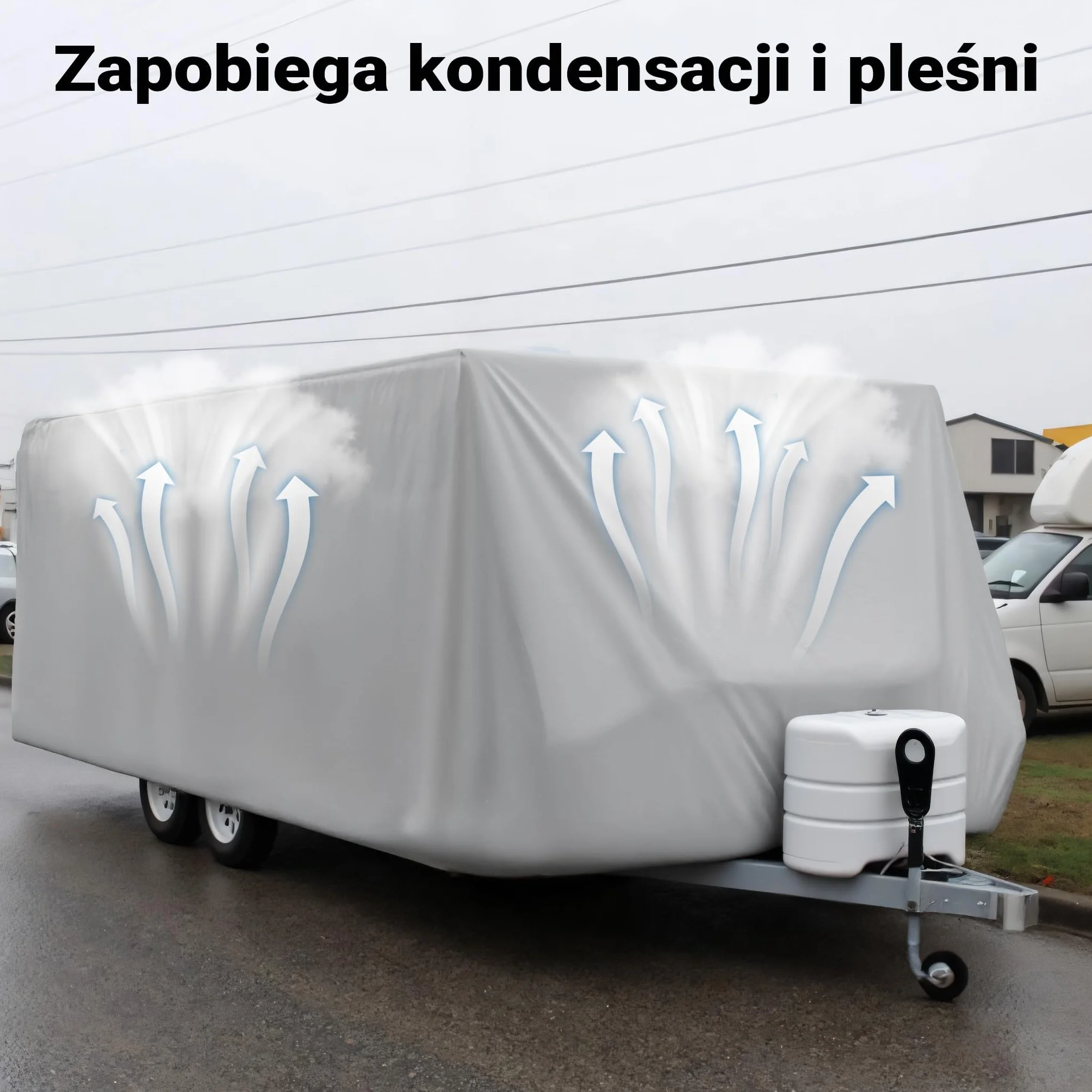Osłona ochronna na przyczepę kempingową rozmiar L 580x225x220cm pokrowiec na przyczepę kempingową