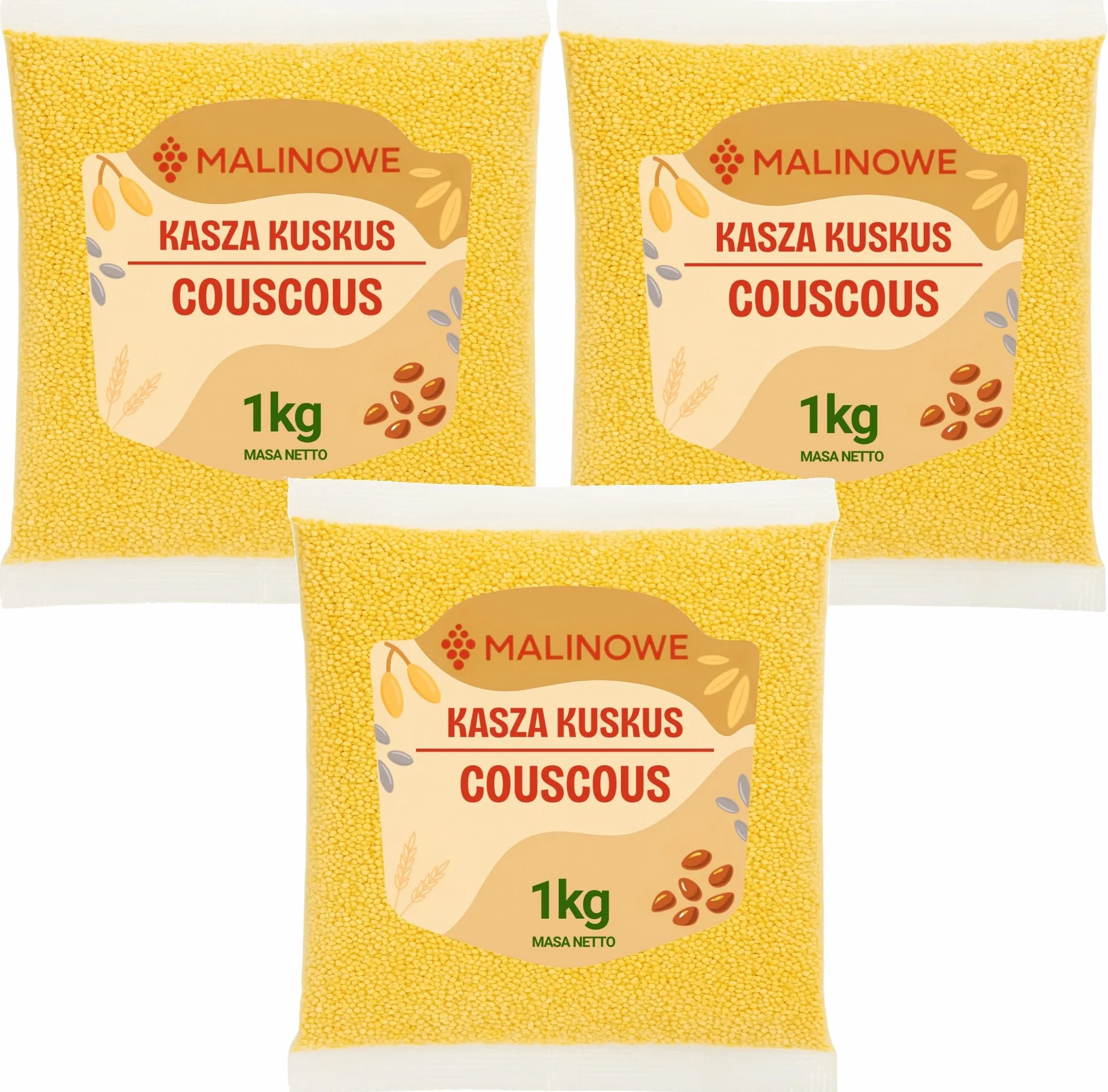 MALINOWE KASZA KUSKUS 3kG NATURALNA PREMIUM WYSOKA JAKOŚĆ