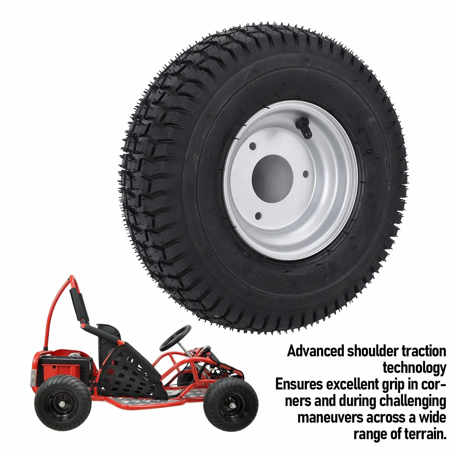 6-calowa Opona ATV, 13x5,00-6 Opona Próżniowa dla ATV Quad Off Road Go Kart Mini Bike Lawn, 13/5.00-6 Opona z Obręczami Pasuje do 6-calowych kół, Aluminium Aluminiowe