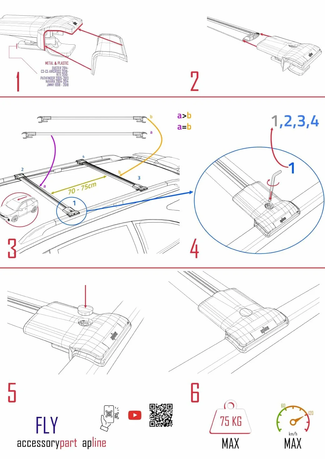 Kompatybilny z Dacia Bigster (R1310) 2025-2026 FLY Model Aluminiowe poprzeczki dachowe Czarny 2 szt.