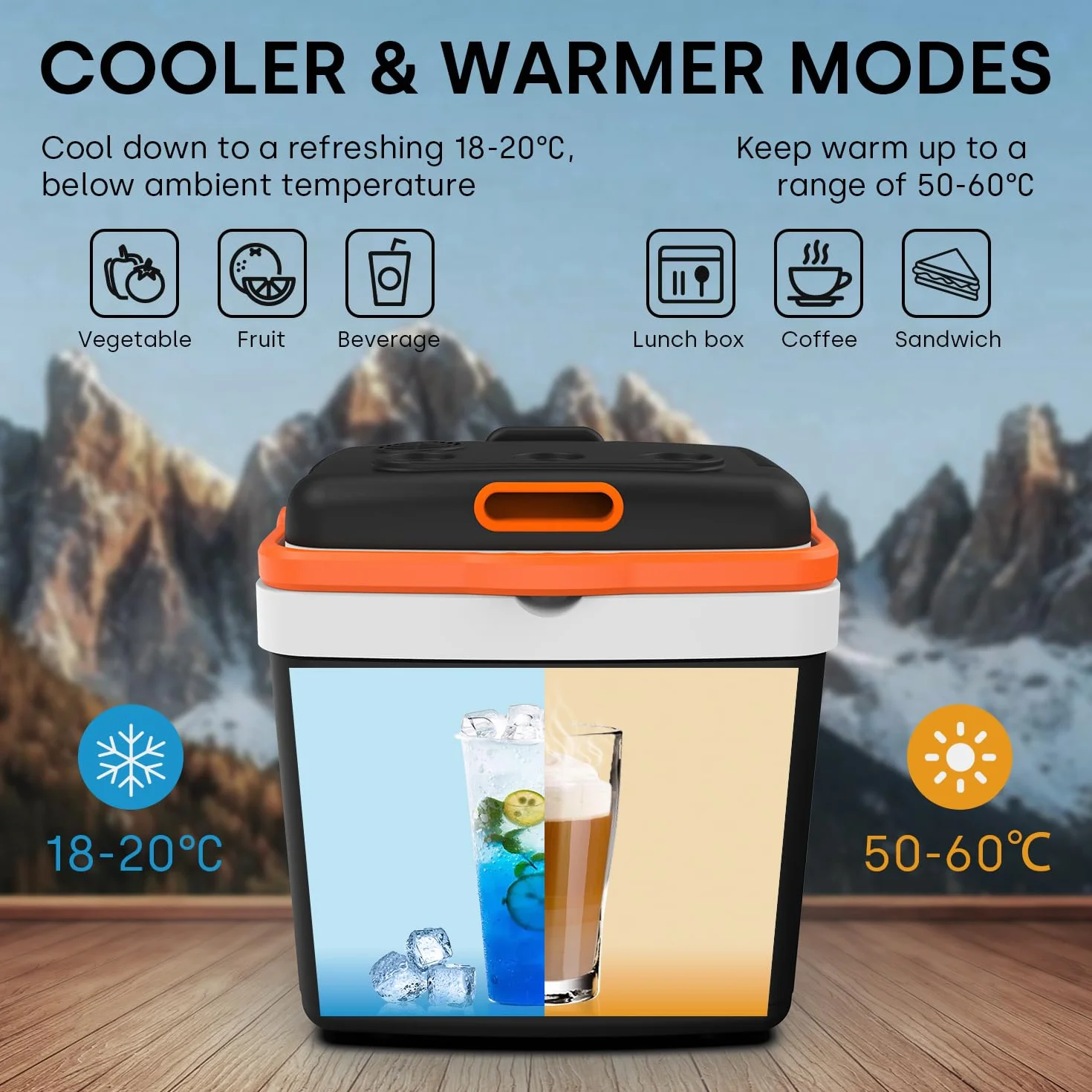 Enventor Lodówka turystyczna 33 L 12V 230V tryb ECO z kółkami i rączką