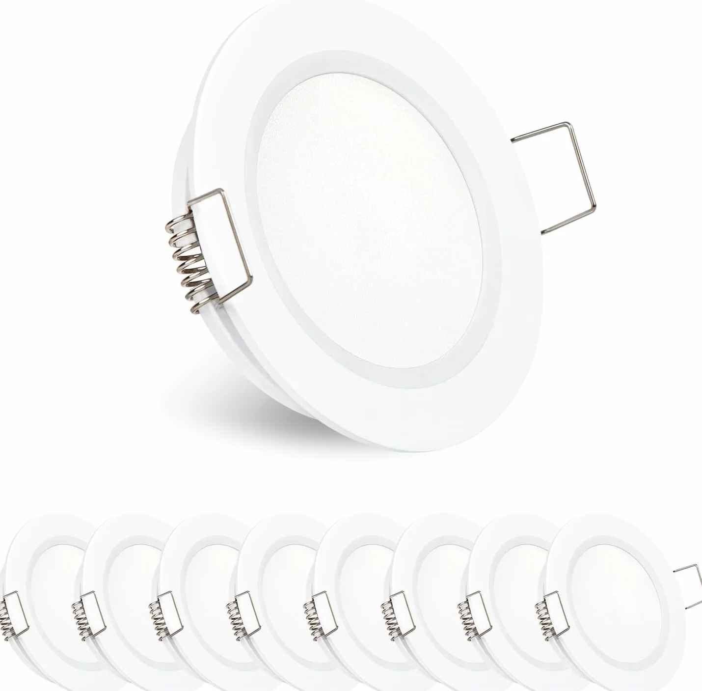 8 x reflektor LED 12 V do zabudowy kempingowej LED 12 V wpuszczany reflektor LED do przyczepy kempingowej, łodzi, furgonetki, DIA 70 mm CRI93 aluminium (biały, 3000 K)
