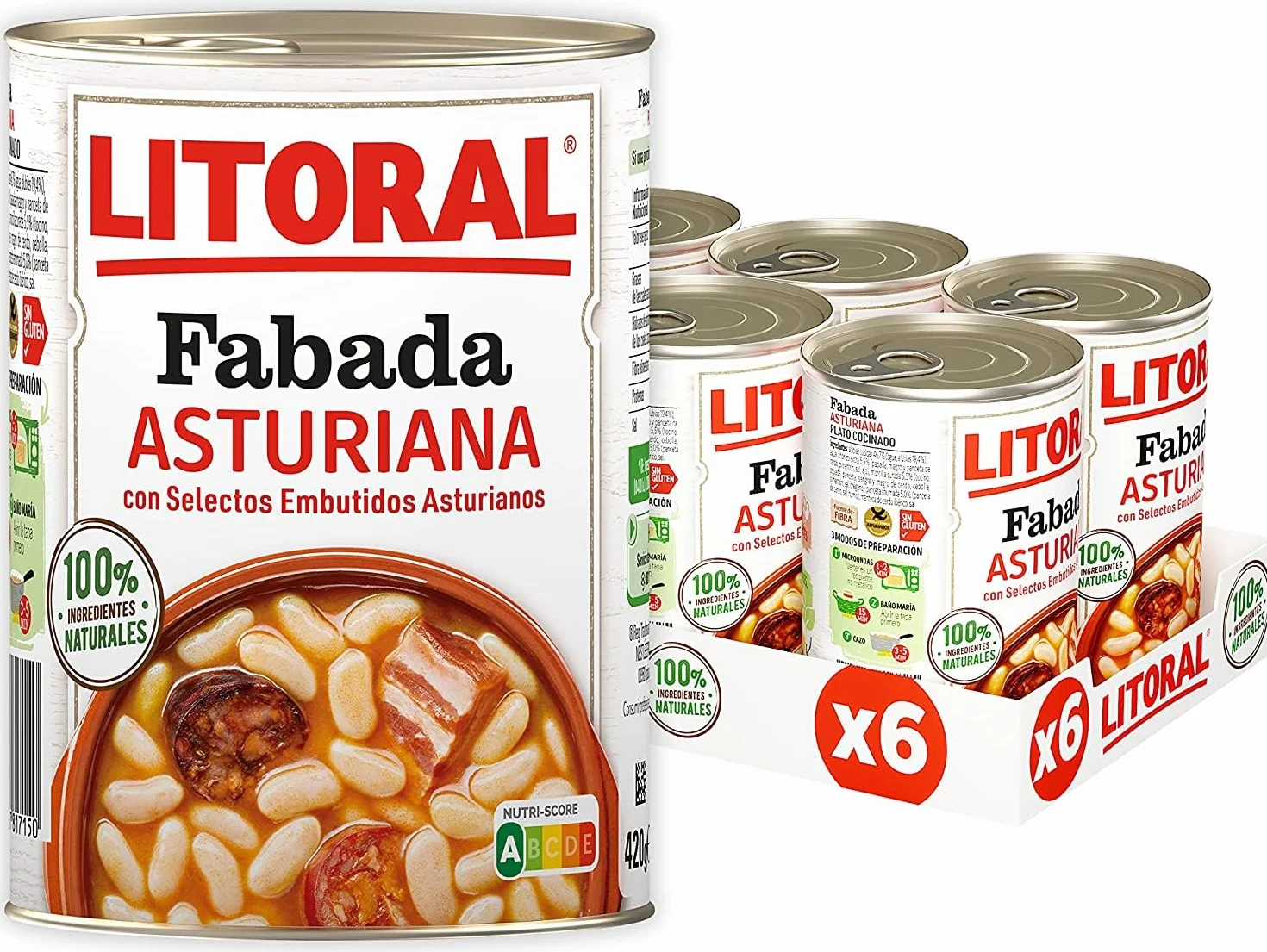 6 x 435 g Litoral Fabada Asturiana, 100% naturalny