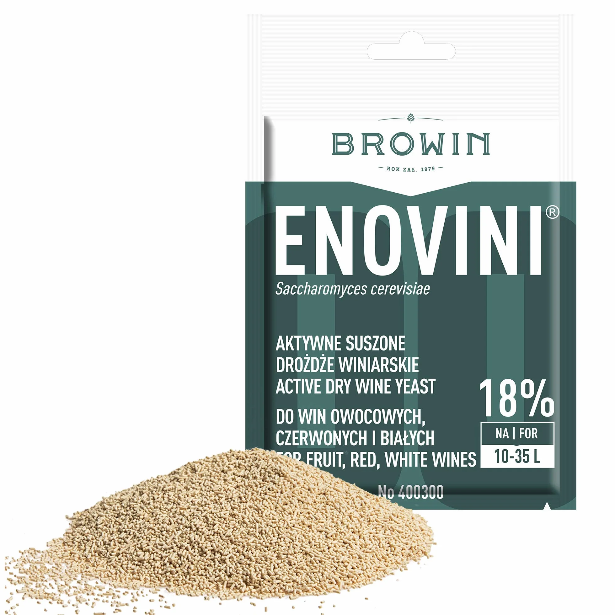 Browin 400300 Drożdże winiarskie Enovini na 10-35 L nastawu, do win mocnych i klarownych do 18% alkoholu 7g