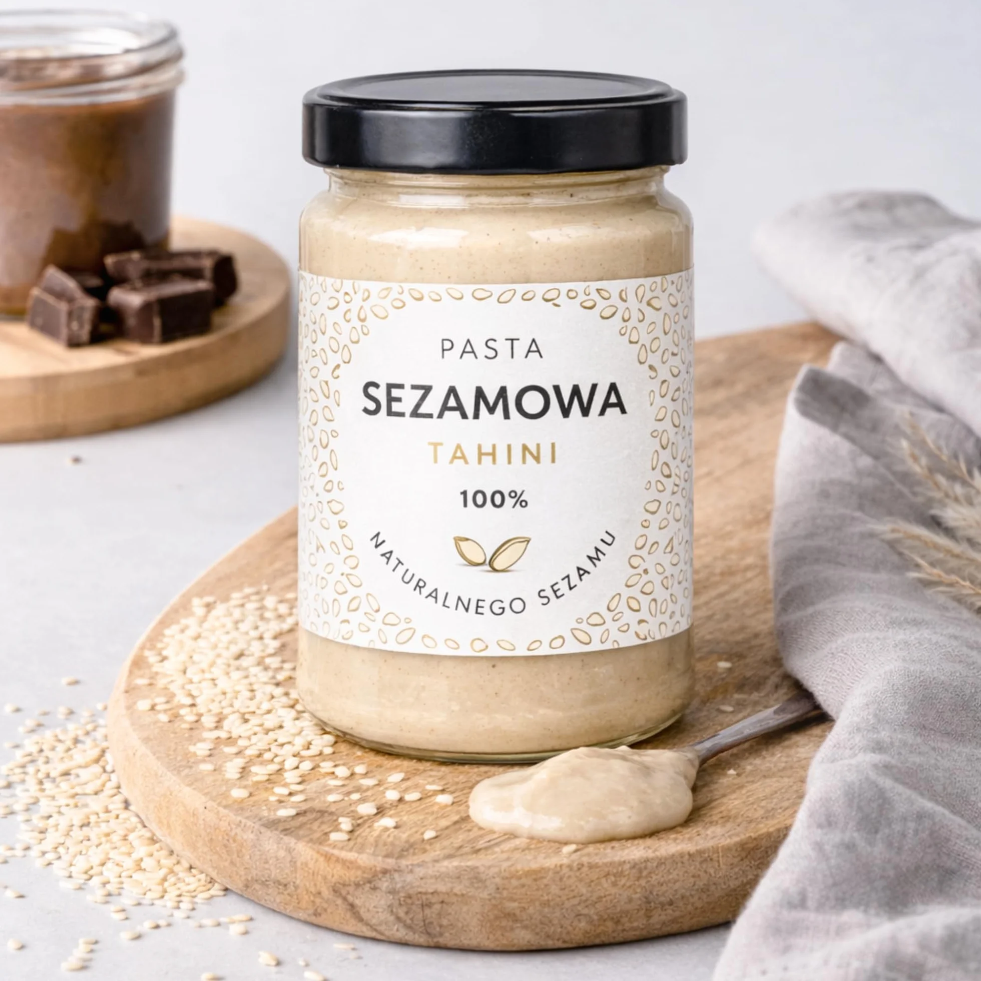 Tahini pasta sezamowa 100% prażonego sezamu bez dodatków kremowa 2 × 300 g