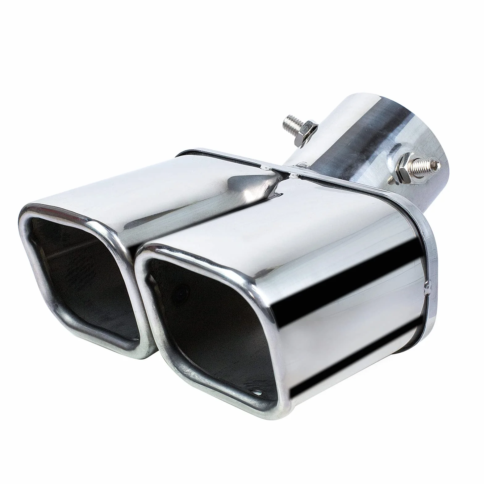 Końcówki wydechowe Tłumik ze stali nierdzewnej 62mm/2,36" Rura wydechowa samochodu Podwójny wylot Kwadratowy otwór Rura końcowa Pasuje do rury 38-60mm/1,5"-2,36" (Jasne srebro, 1,5"-2,36")