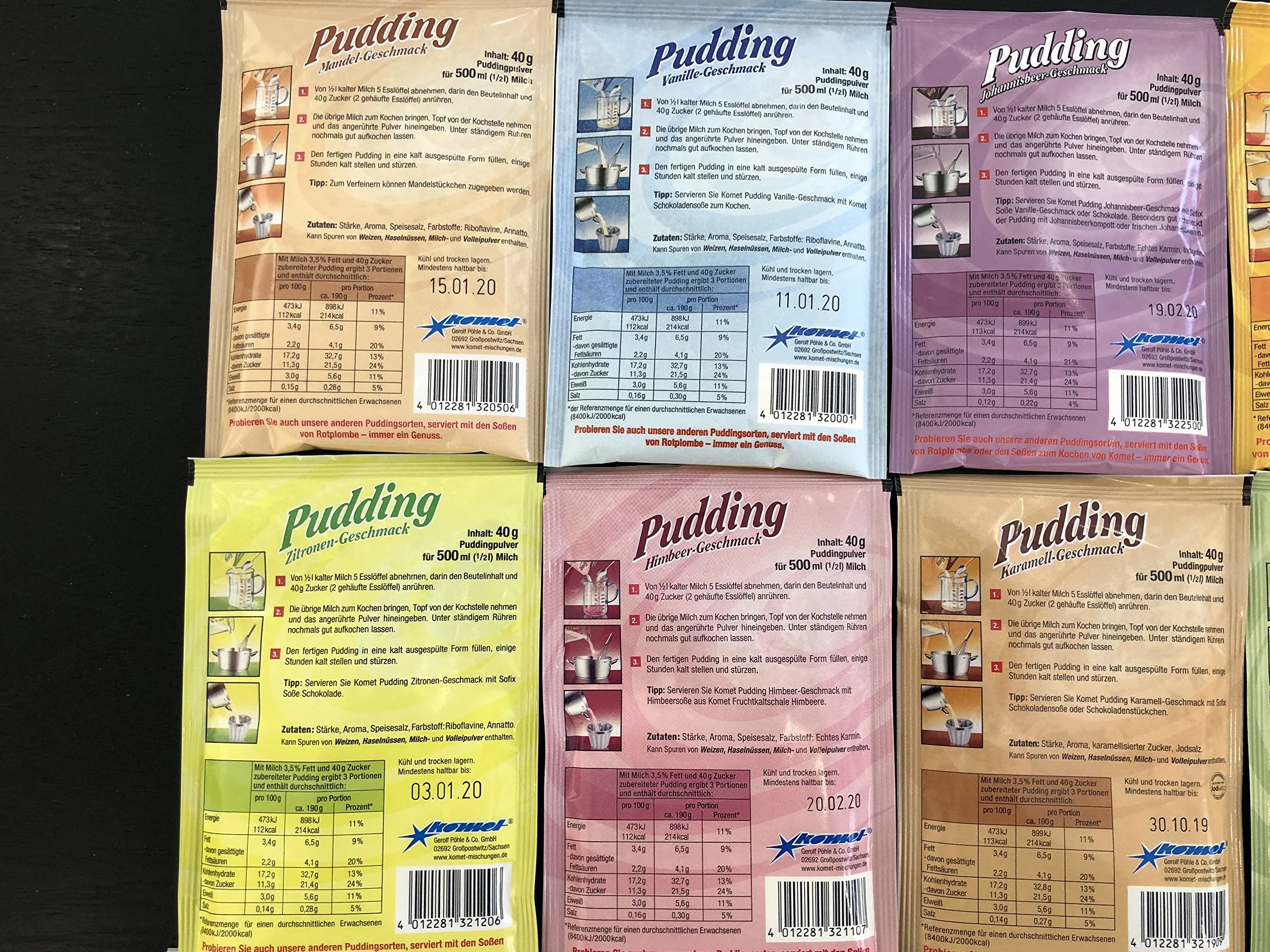 Zestaw 12 komet puddingu