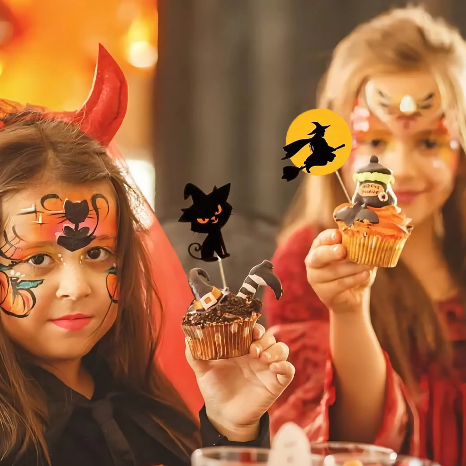 GoldRock Ozdoby na Halloween 14 sztuk - Dynia Kapelusz Czarownicy Nietoperz Nóż Nagrobny Dekoracja Imprezowa