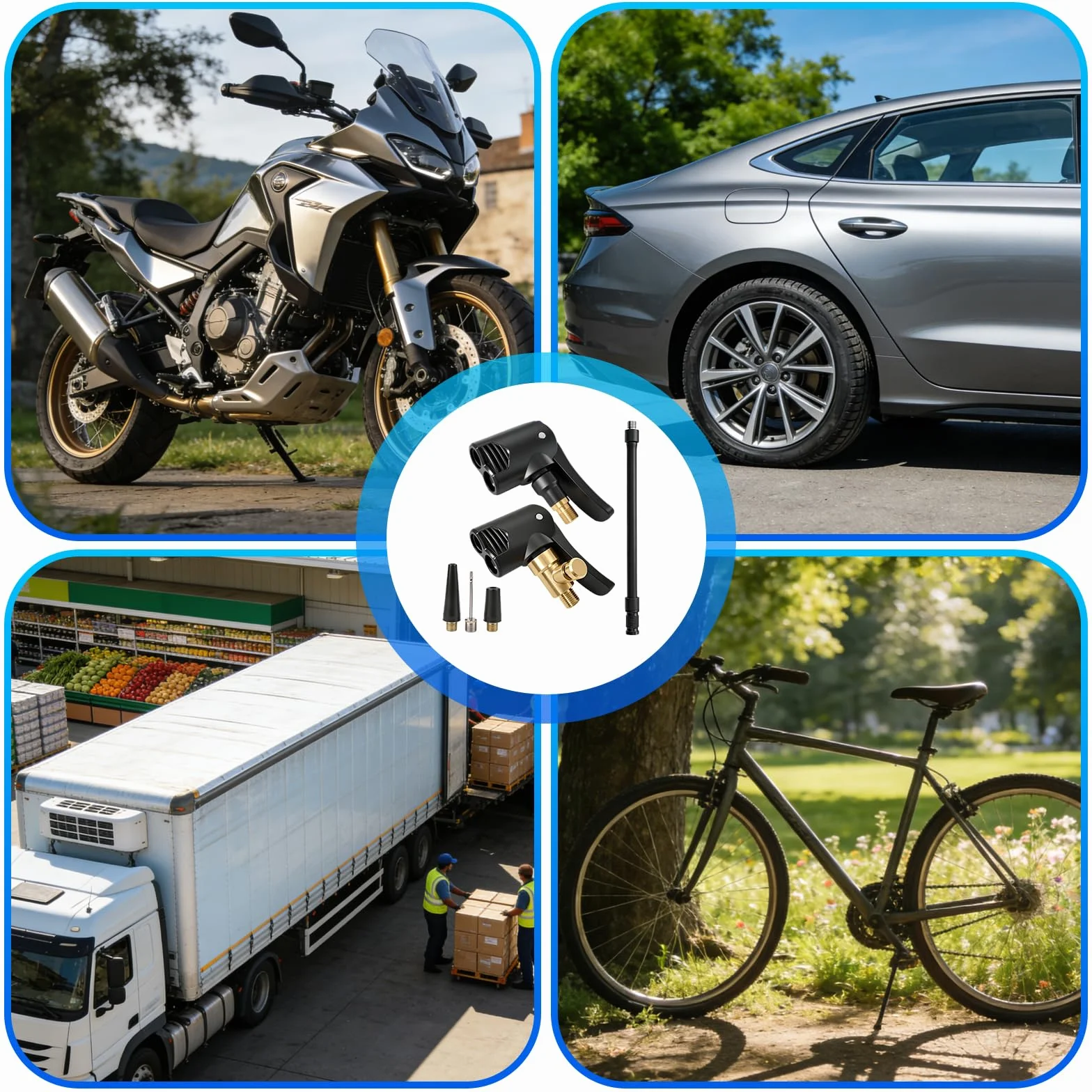 Adapter do wentylu francuskiego mosiężny 2 sztuki z wężem do pompowania opon rower motocykl samochód ciężarówka czarny