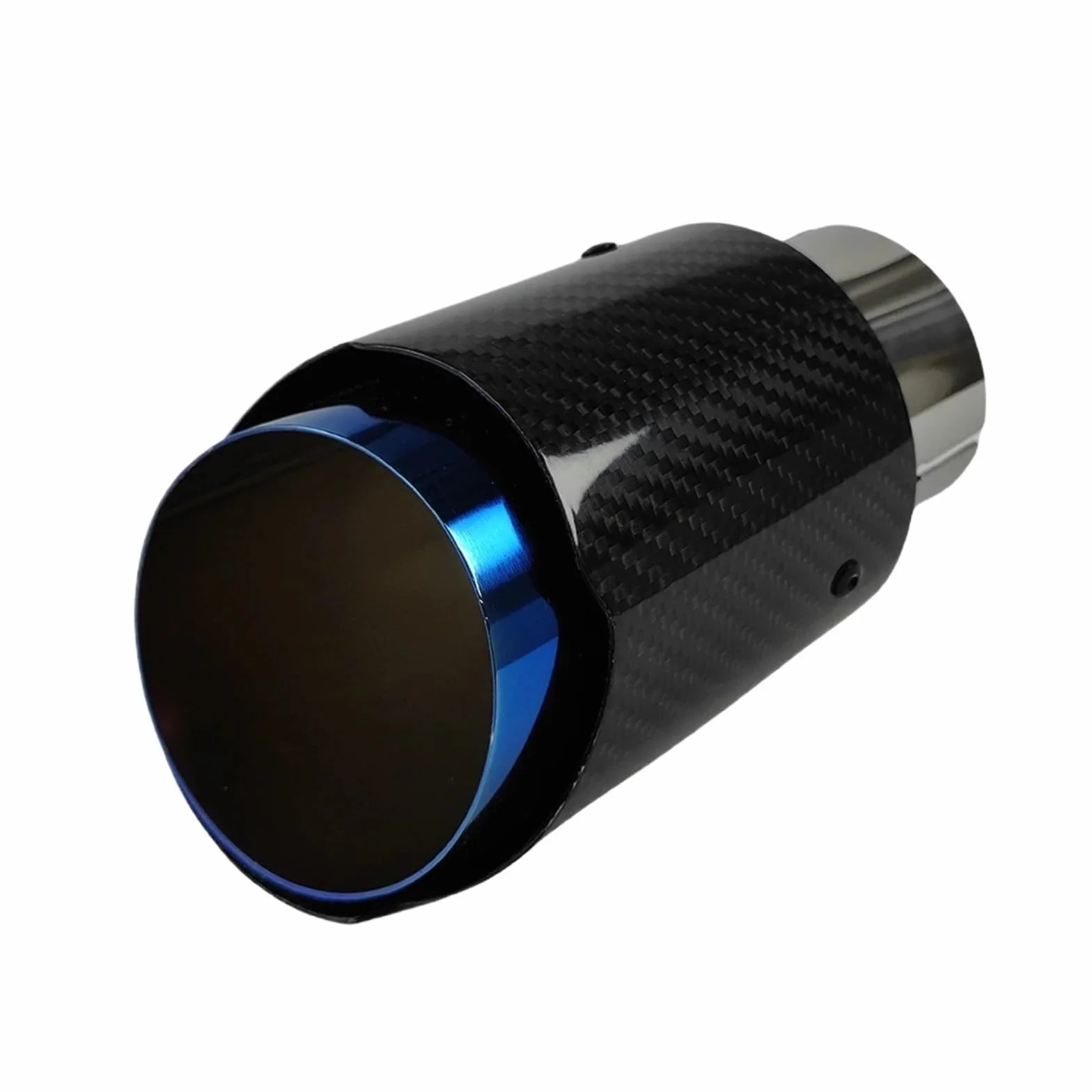 Vehicle Silencer Tylna gardło samochodu włókna węglowego Tłumik samochodowy ze stali nierdzewnej Niebieskie poszycie Twill Błyszczący tłumik Końcówka dyszy wydechowej Tłumik Samochodowy(60mm-76mm)