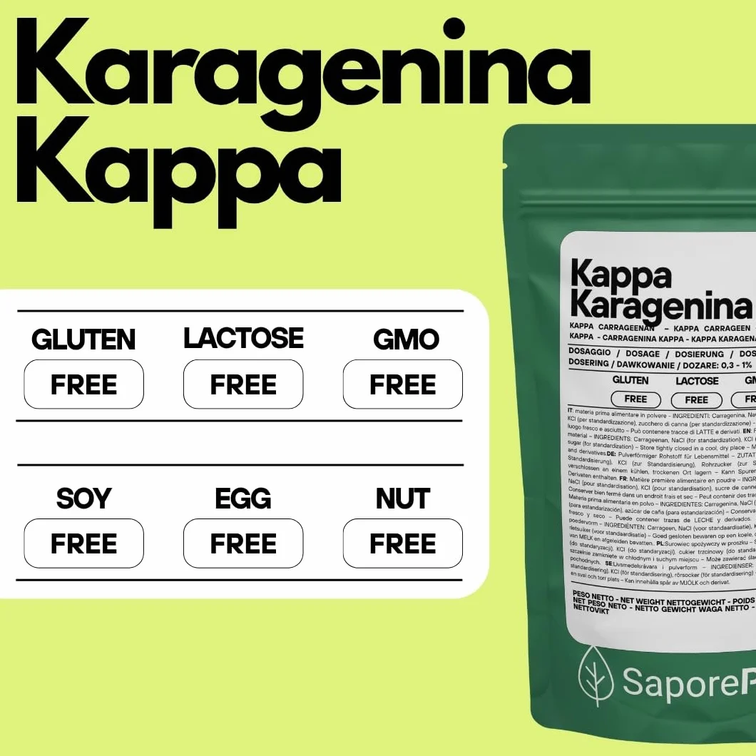 SaporePuro Kappa-Karagen w Proszku 50 g – Środek Żelujący i Stabilizator Bez Glutenu