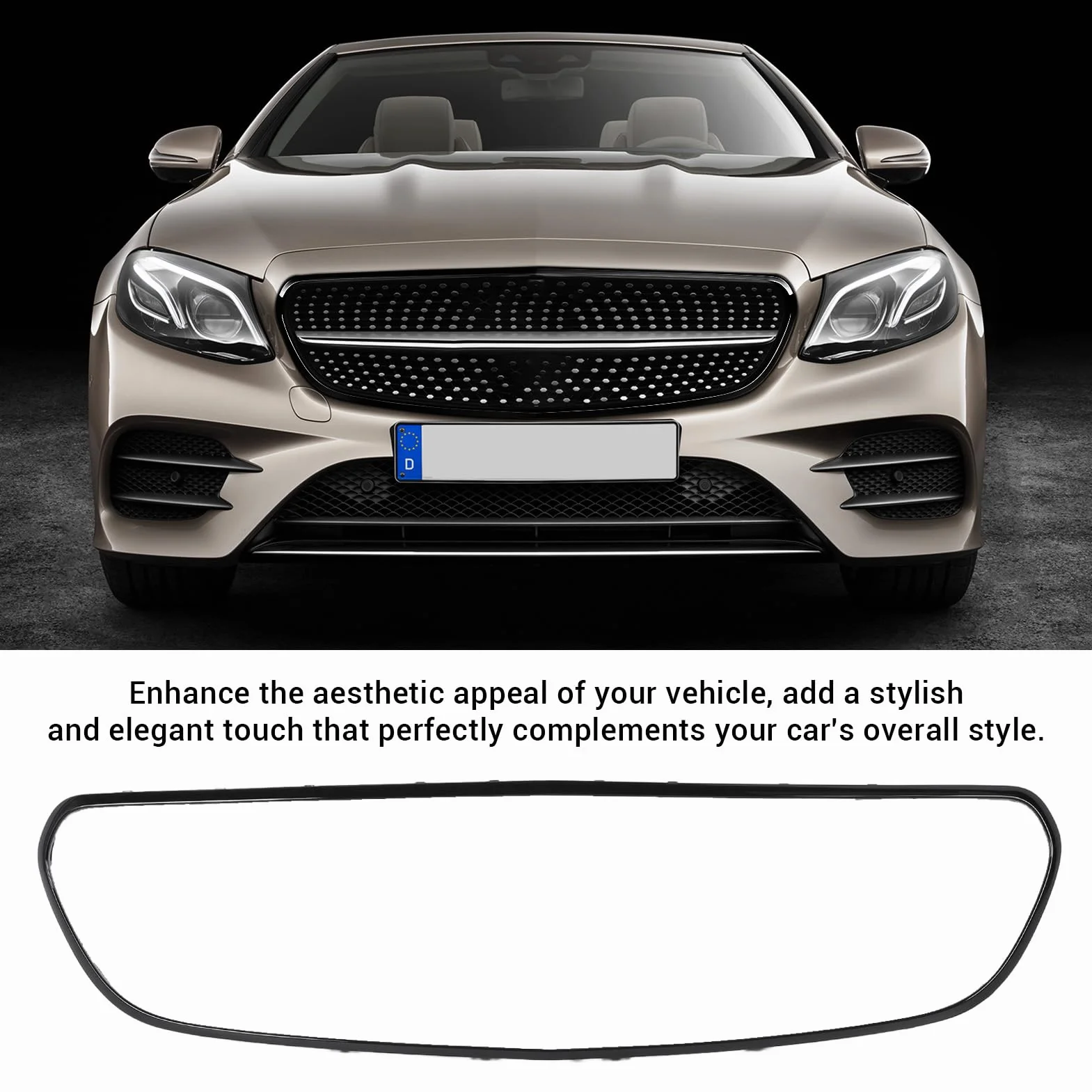 Osłona Osłony Grilla, Nakładka Zastępcza Wykończenia 2138850200 dla Klasy E W213 C238 AMG Line Pre-Facelift. Bezpośrednie Referencje OE, łatwa Instalacja, Stylowa (czarny