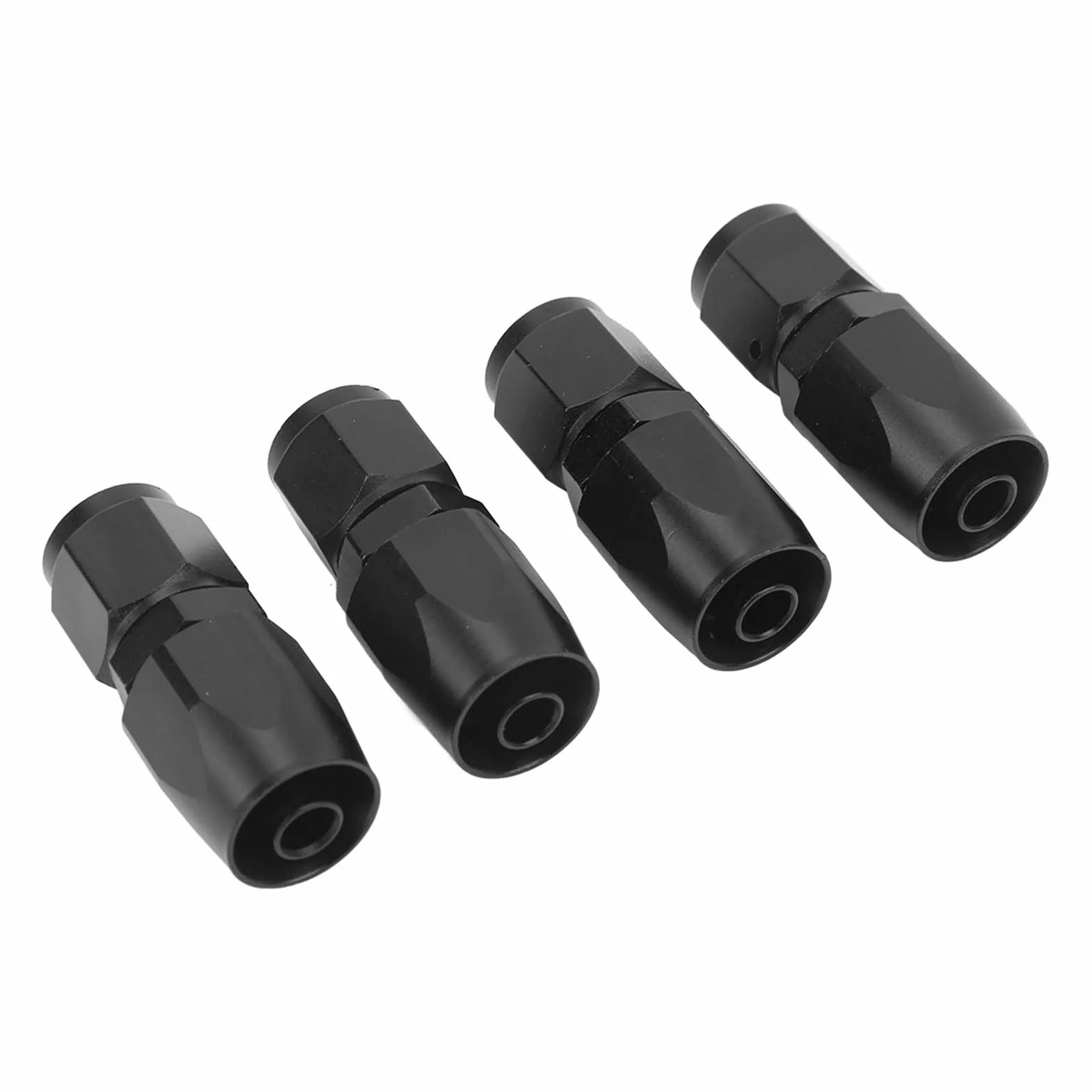 Końcówka Węża Przewodu Gazowego Opałowego, 4 Szt. Uniwersalna Aluminiowa AN6 0 Stopni Prosta Obrotowa Końcówka Węża Adapter do Montażu Modyfikacja Samochodu Czarna na