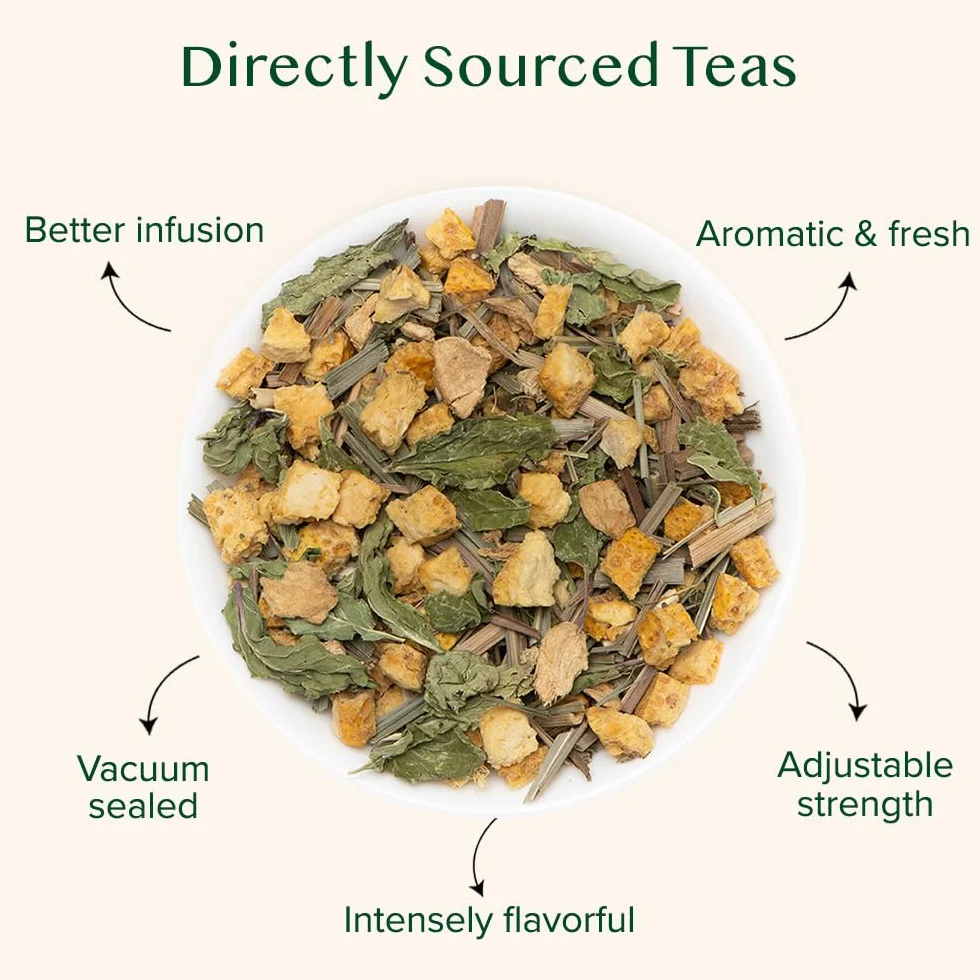 VAHDAM Citrus Imbir Herbata ziolowa Tisane (100 Cups) 100% naturalny DETOX TEA, imbiru, trawy cytrynowej, skórka pomaranczowa, mieta, mieta pieprzowa Ginger Tea Loose Leaf with Pyszne cytrusowy Uwagi 100 g (zestaw 2)