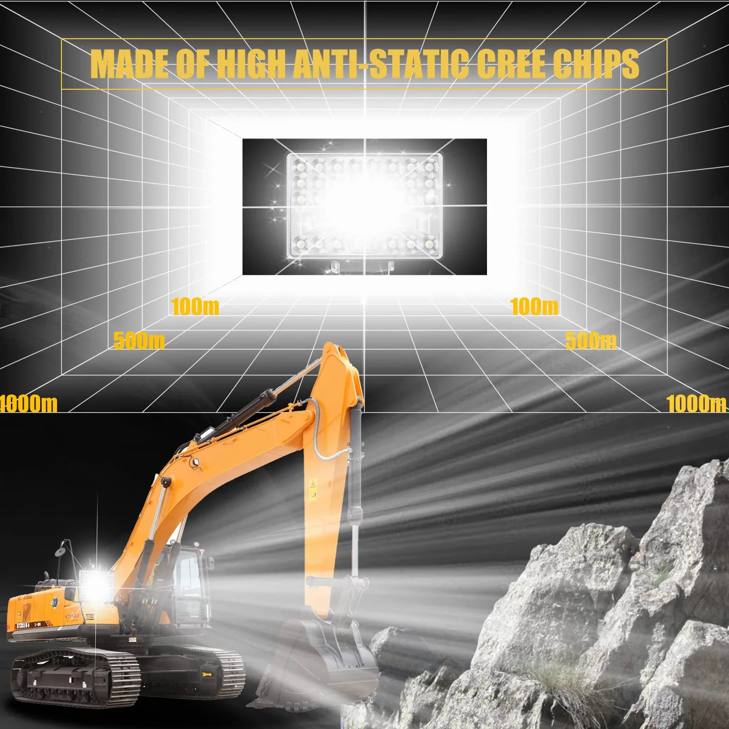 MaxAwe 2 sztuki świateł roboczych LED, 12 V, 24 V, 144 W, dodatkowe reflektory, 6000 K, IP68, wodoodporne światła do traktora, do samochodu, motocykla, SUV-a, ciężarówki, wózka widłowego, łodzi