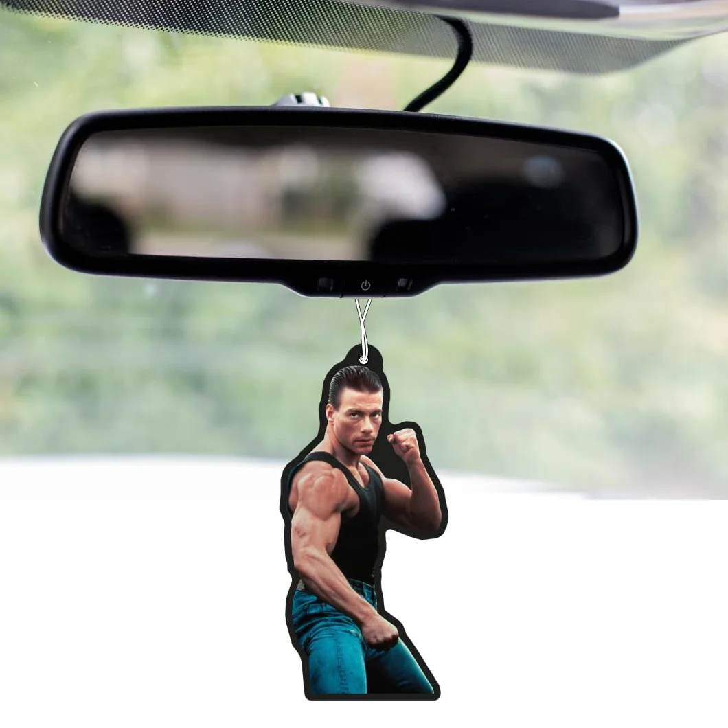2 x drzewko zapachowe Jean-Claude Van Damme z motywem samochodu, dozownik zapachów do samochodu, tuning samochodu, odświeżacz powietrza, zawieszka zapachowa do samochodu, zestaw drzewek zapachowych