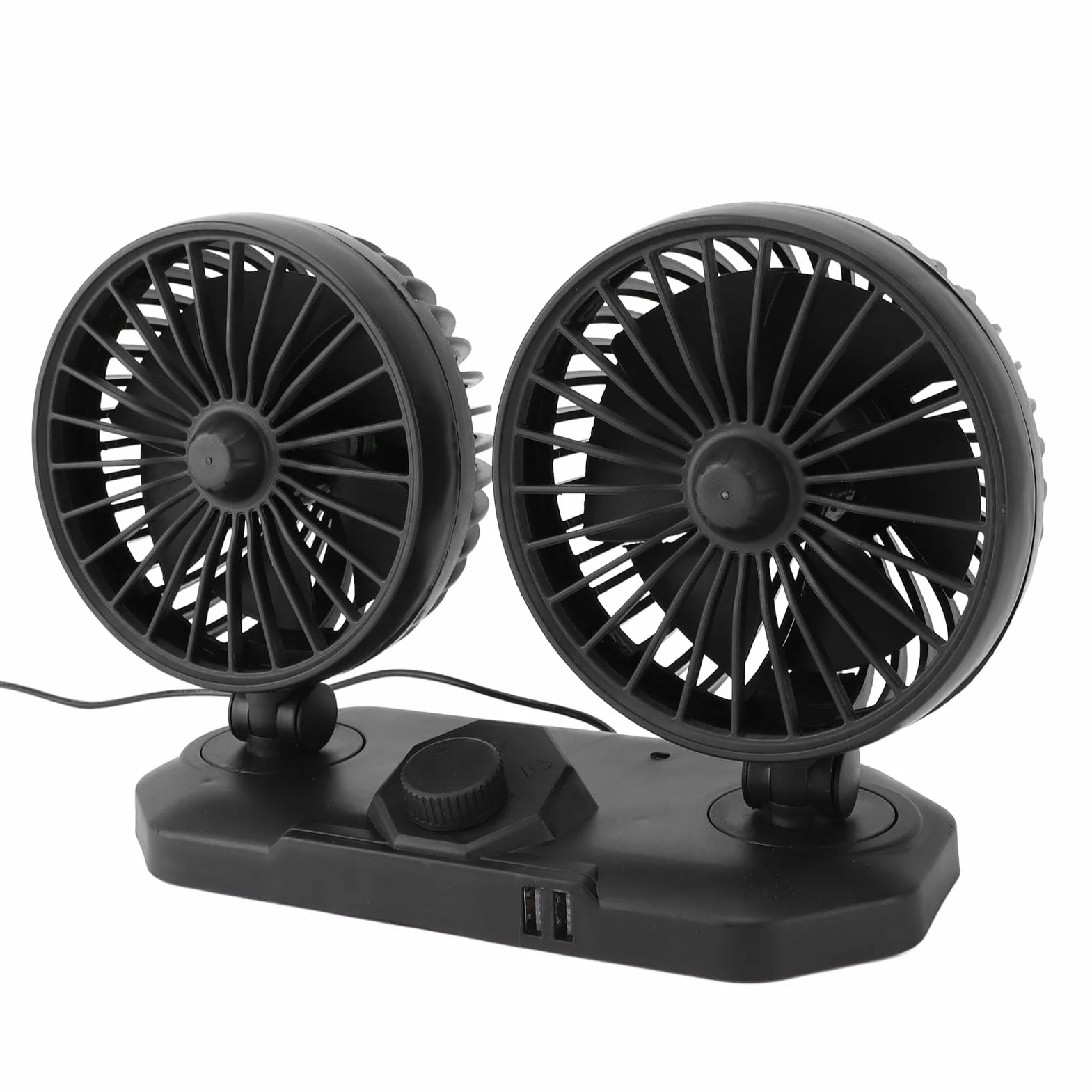 Wentylator Samochodowy Podwójny Wentylator Samochodowy USB Z Wydajną Funkcją Chłodzenia - Obrót O 360° Do Samochodów SUV RV Ciężarówki Cruise Home Office Desktop(12V)