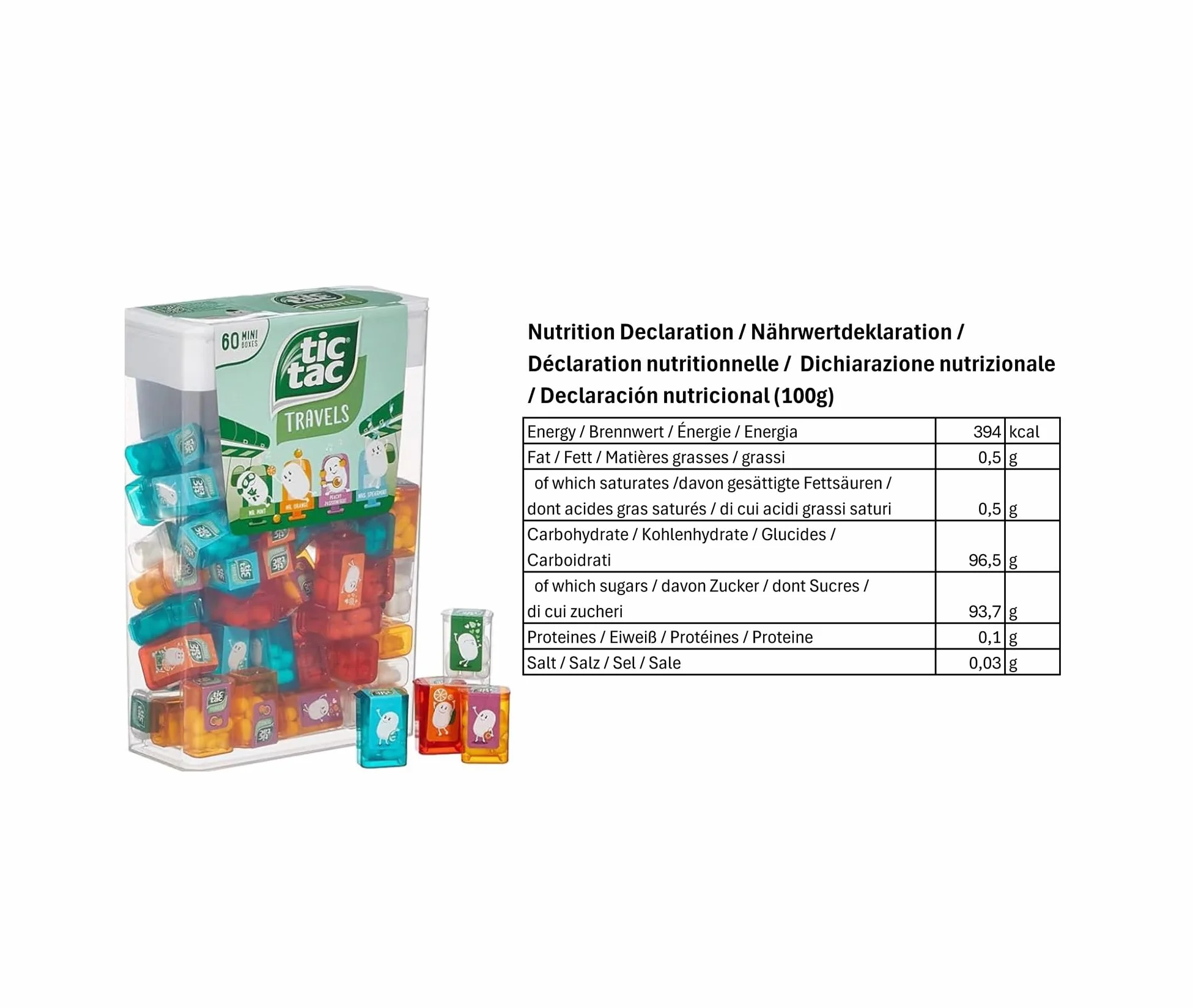 Tic Tac Travels Lilliput Cukierki drażetki z miętą pieprzową, 300 g, 60 miniopakowań