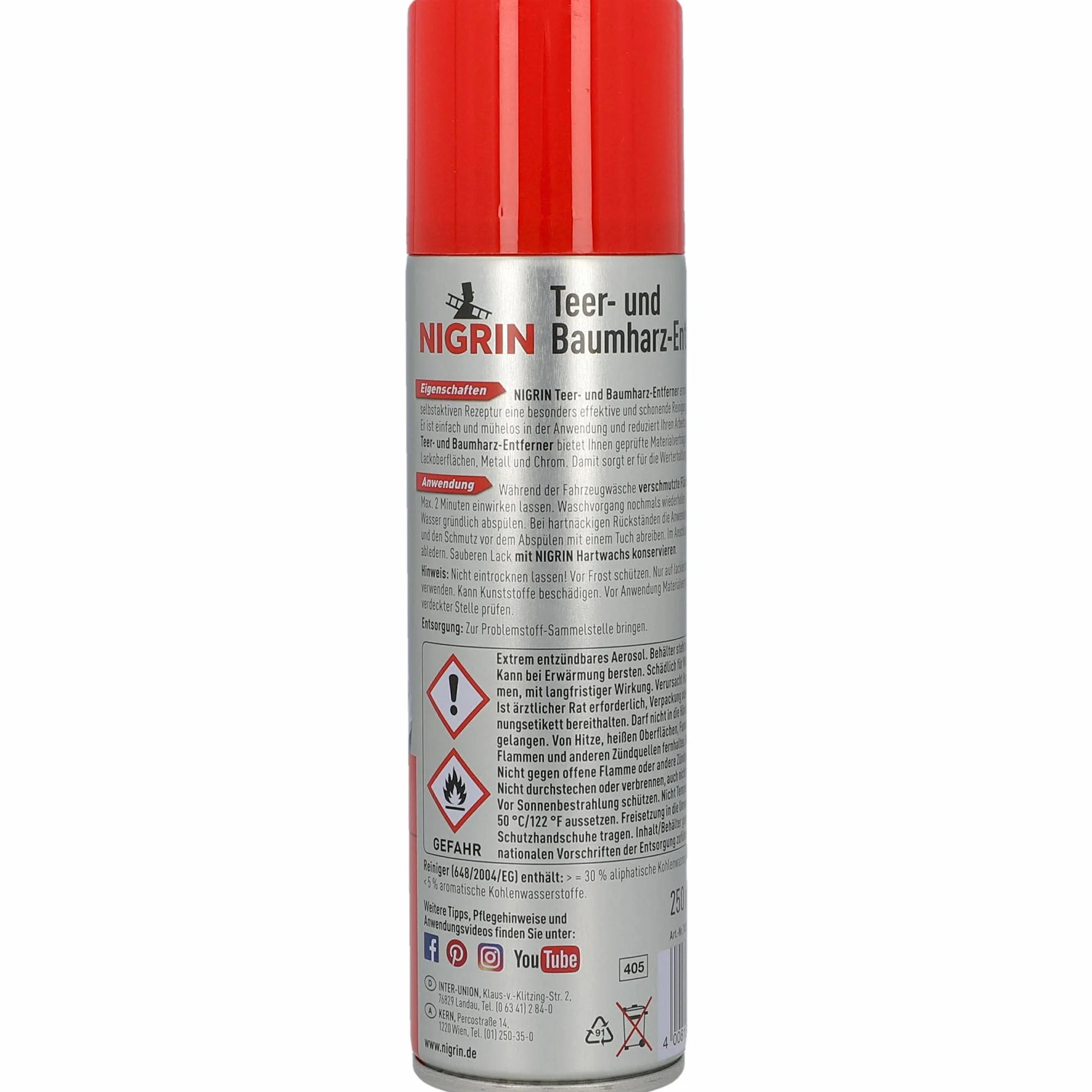 Nigrin 74023 środek do usuwania smoły i żywicy, 250 ml