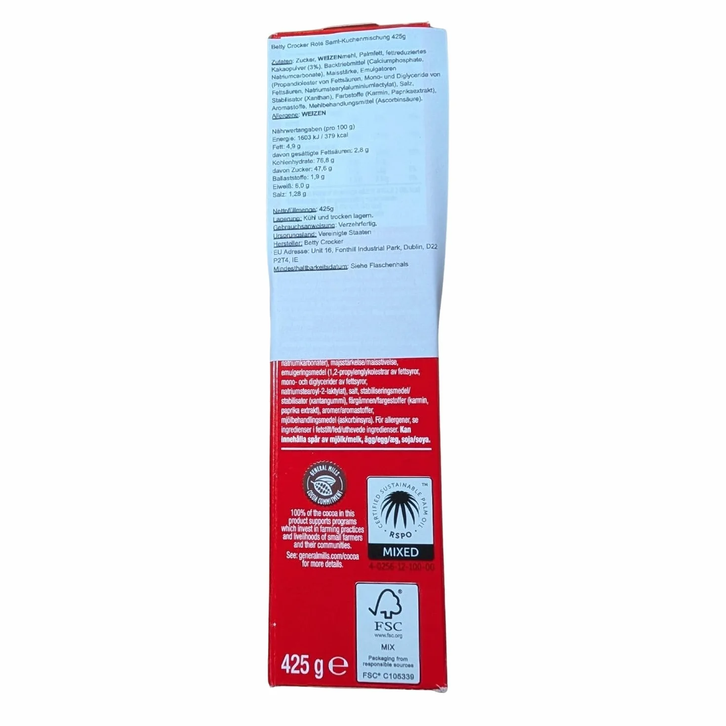 Betty Crocker Czerwona Welwetowa Mieszanka do Ciasta 425 g