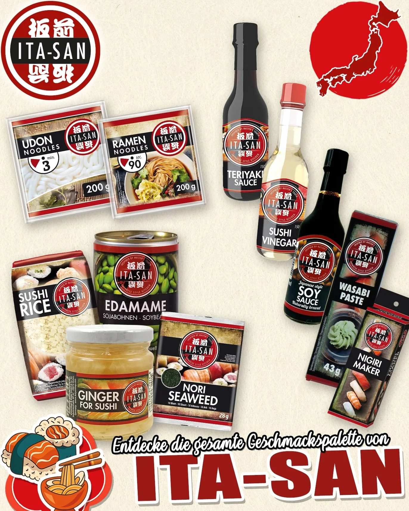 ITA-SAN ocet do sushi 6 x 150 ml słodki kwaśny wegański bezglutenowy
