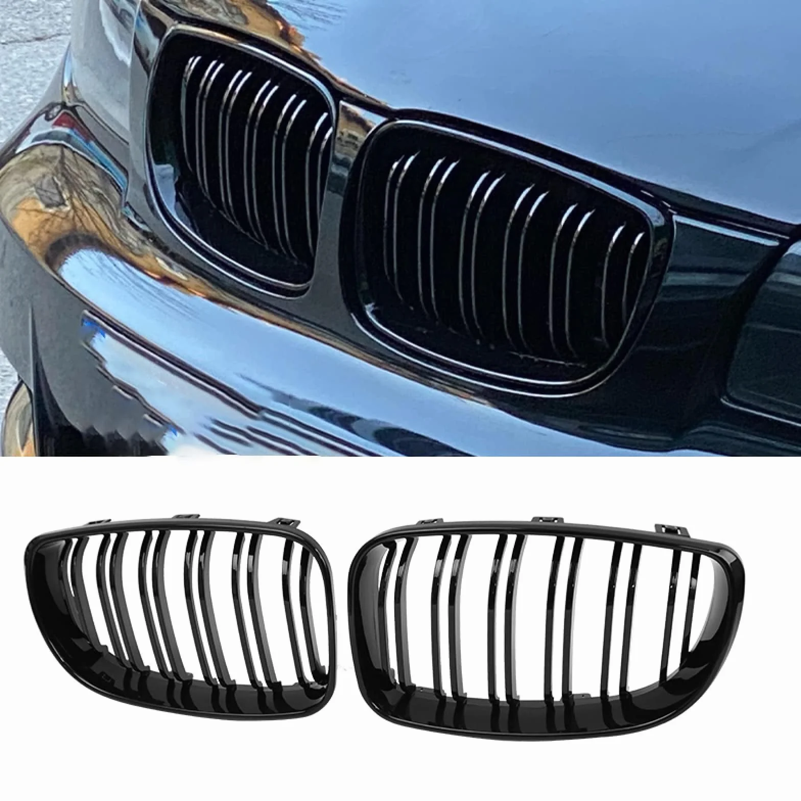 E81 E82 grill chłodnicy do BMW serii 1 E81 E82 E87 E88 120I 128I 130I 135I LCL grill 2008-2011 nerki podwójna listwa sportowa połysk czarny