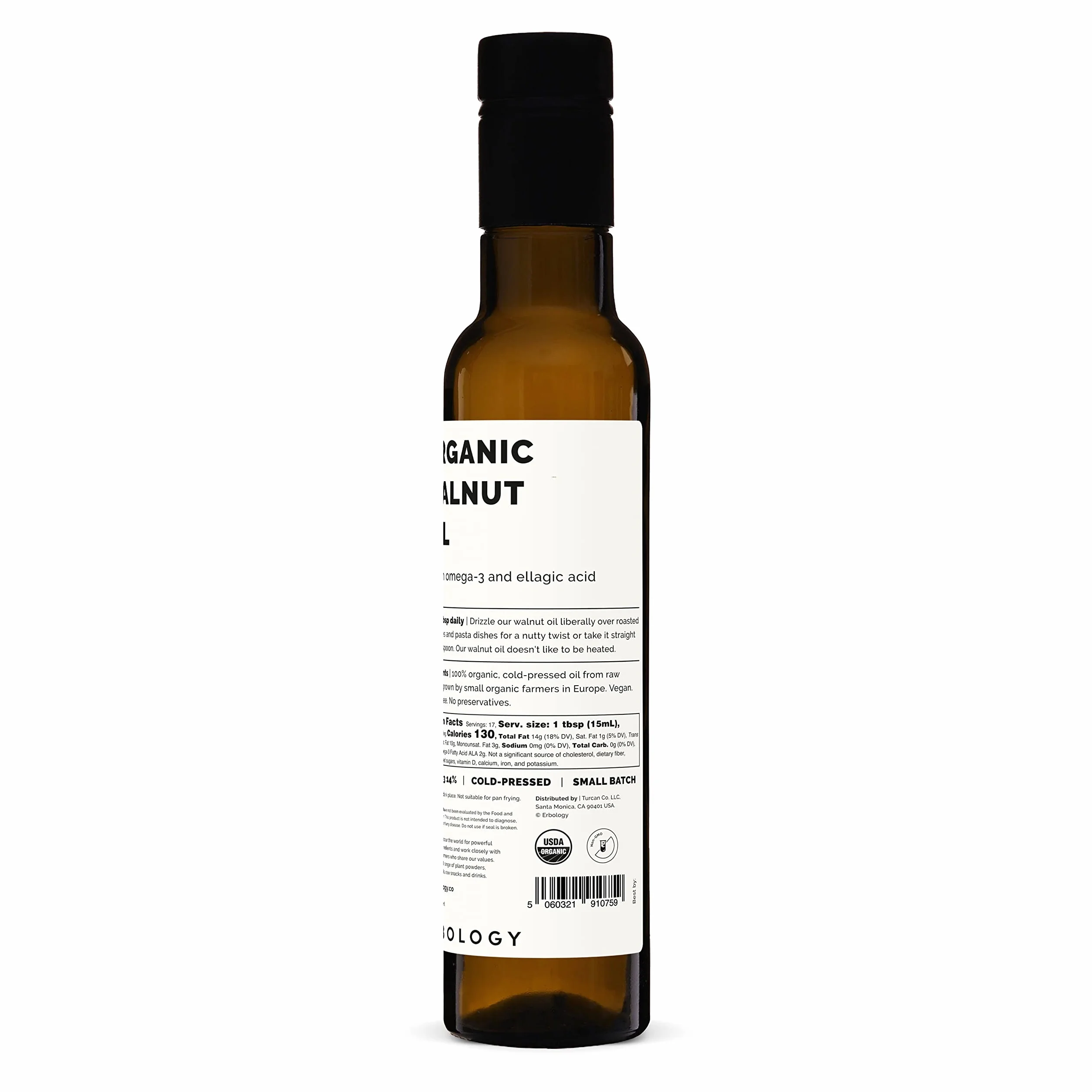 Bio olej z orzechów włoskich tłoczony na zimno 200 ml Omega 3 witamina E wegański bez glutenu