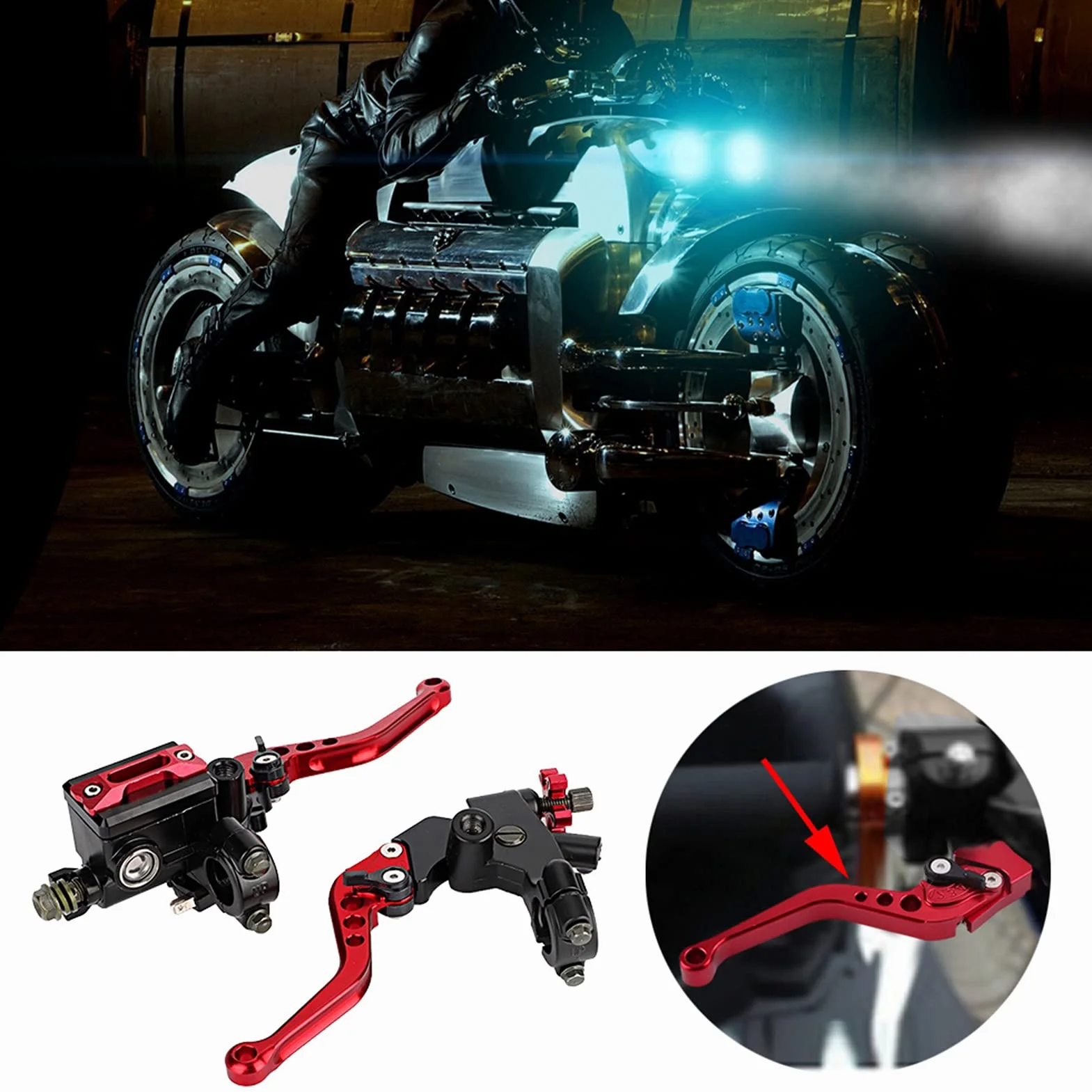 Dźwignia głównego cylindra motocykla, hydrauliczna dźwignia hamulca na kierownicę, para główna uniwersalnego cylindra hamulcowego 7/8 "(22 mm) do głównego i głównego cylindra