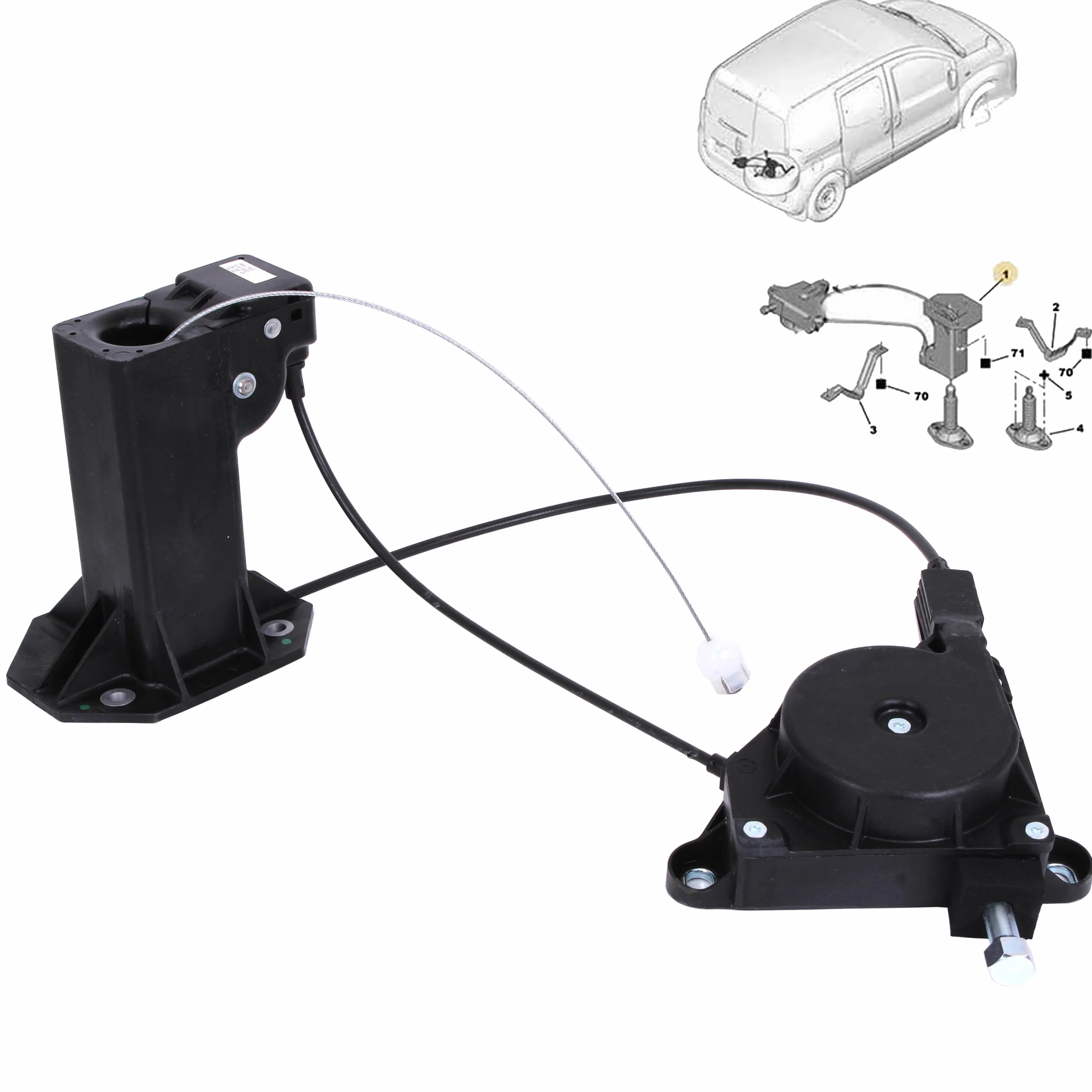 Zapasowy bagażnik na koła, mechanizm odblokowujący kompatybilny z Fiorino Bipper Qubo Nemo 7603W5 7603.W5 51910321 1608304580 51880583 (od 2007)