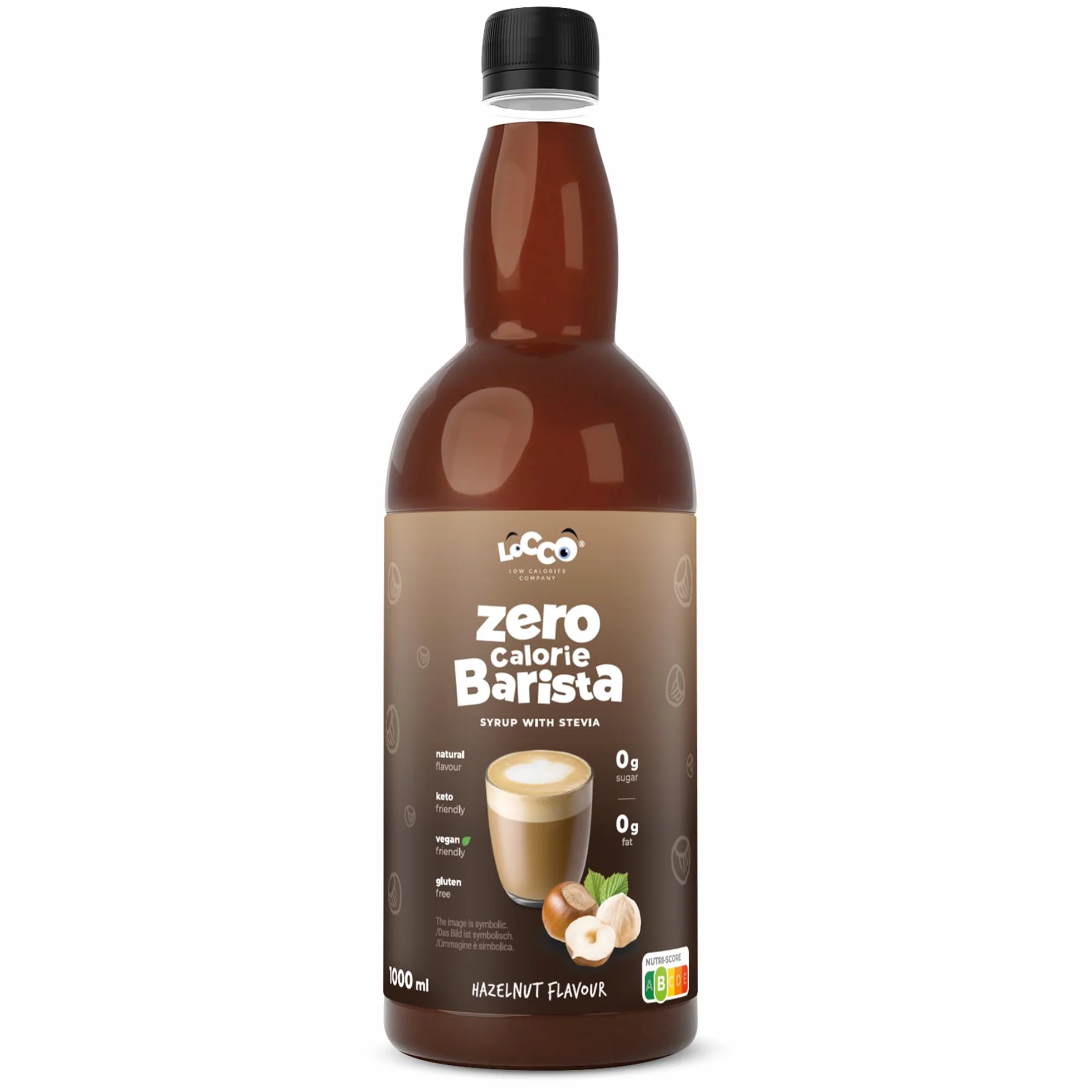 LoCCo Syrop Barista do Kawy ze Stewią Zero Kalorii Bez Cukru Keto 1L Smak Orzecha Laskowego