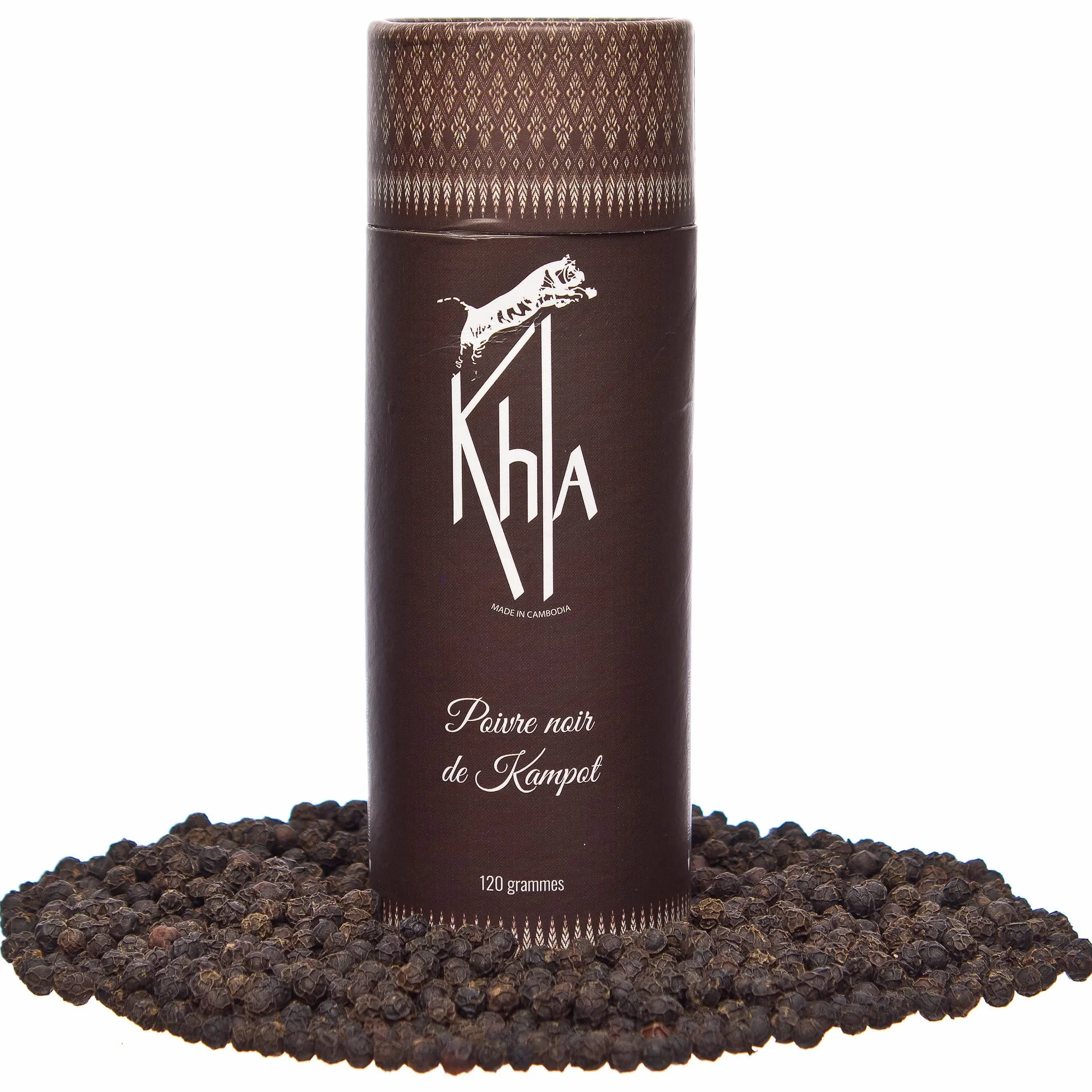 Khla - Kampot pieprz czarny bio 120 g - czarny pieprz całkowicie organiczny - Grand Cru - składnik kuchni - bezpośrednio od producenta - całe ziarna do młynka - z Kambodży