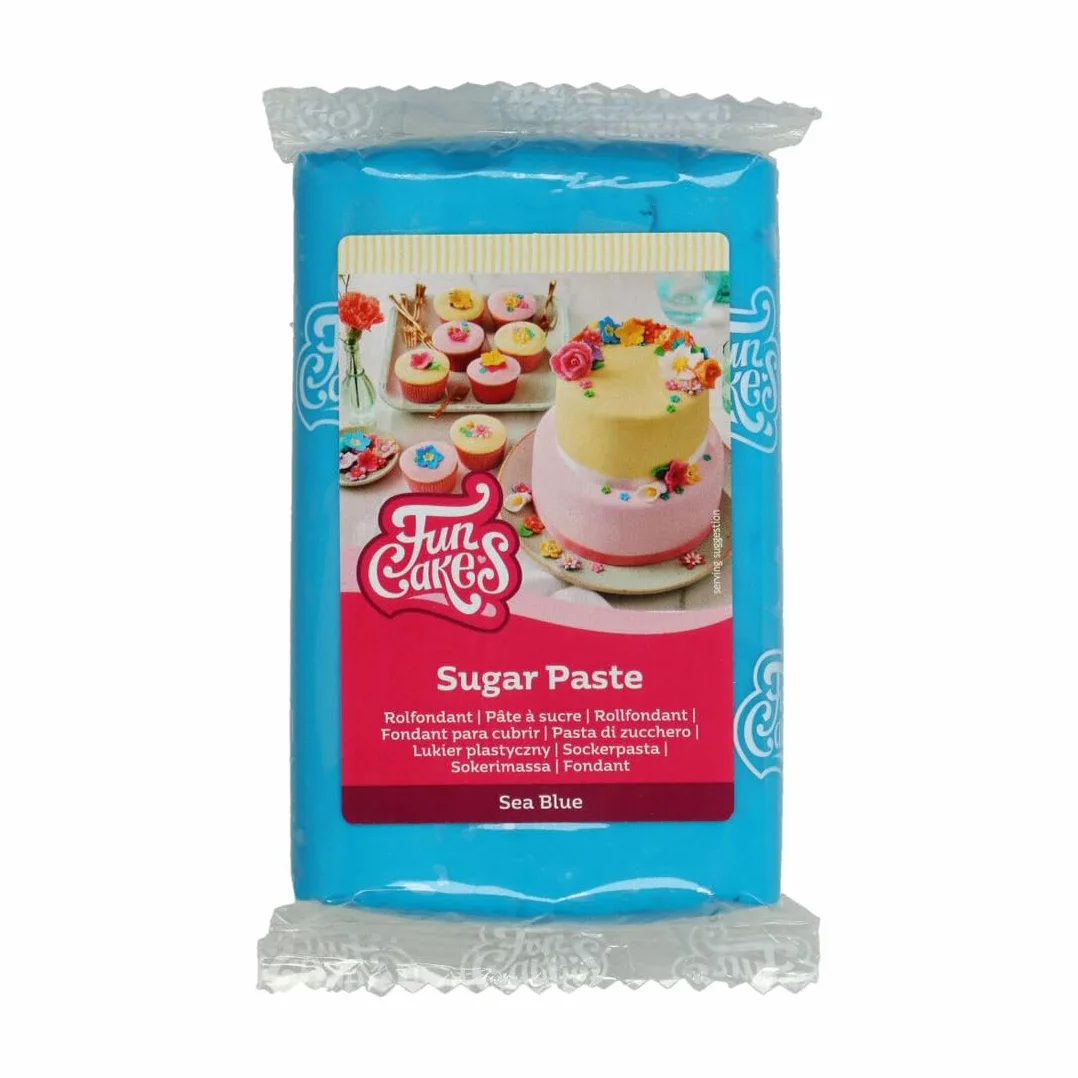 FunCakes Roll Fondant Sea Blue: łatwy w użyciu, gładki, elastyczny, miękki i giętki, idealny do dekoracji ciast, halal, koszerne i bezglutenowe 250g