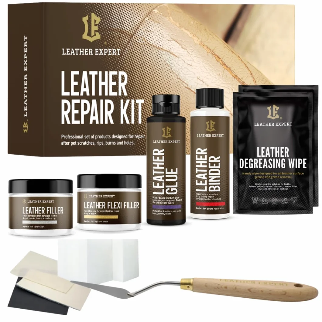 Leather Expert Leather Care Set "Repair Kit" - 2x25ml + 2x50ml - Leather Cleaner Car Set - Leatherette Care - Car Leather Cleaning - Car Care Set
