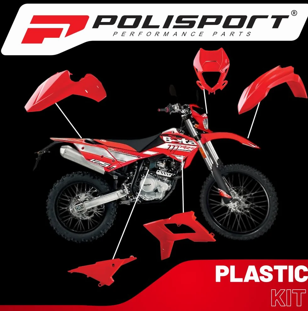 POLISPORT 91085 - Polisport Enduro Restyling zestaw replik dla tych, którzy szukają jakości OEM do motocykli BETA w kolorze czerwonym