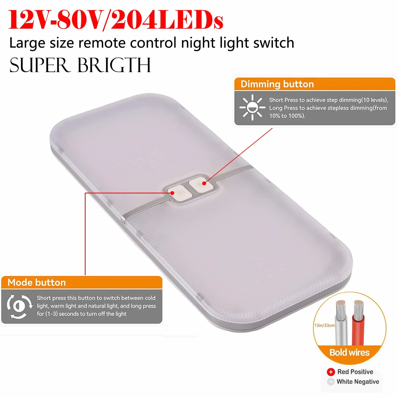 Lampy LED 12 V 15 W 204 diody LED ściemniane białe żółte ciepłe światło do przyczepy kempingowej samochodów