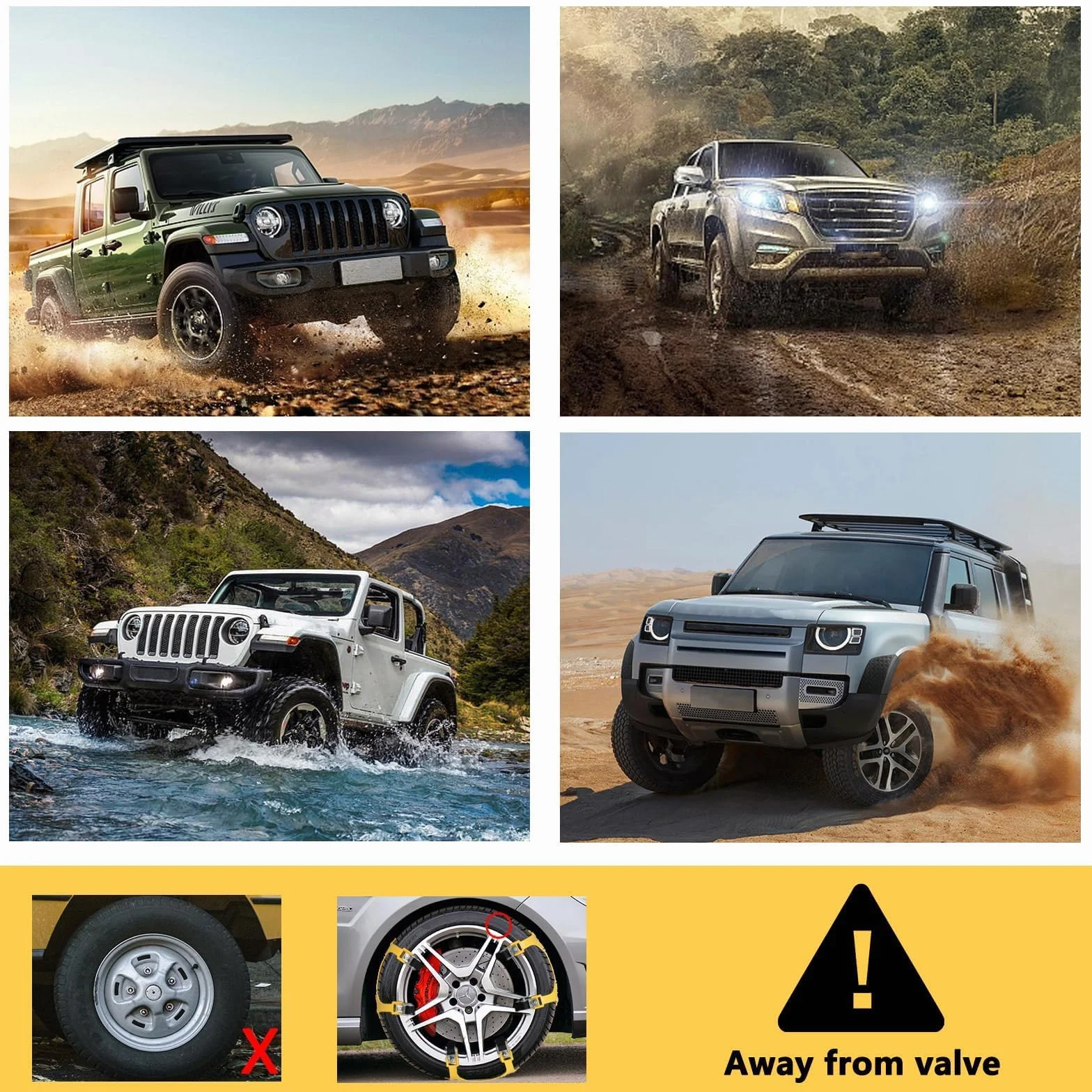 Uniwersalne łańcuchy śniegowe do samochodu, 6 sztuk, antypoślizgowe, awaryjne trakcyjne do opon o szerokości 165-265 mm, łańcuchy dla osobowych i SUV
