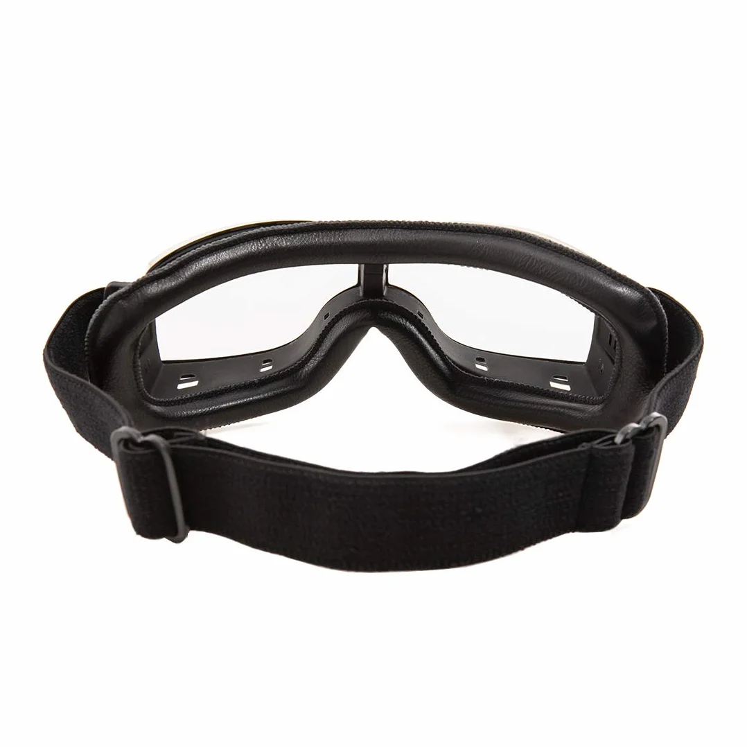 Okulary motocyklowe ze skóry PU okulary sportowe retro okulary rowerowe do ATV Bike Motocross okulary ochronne