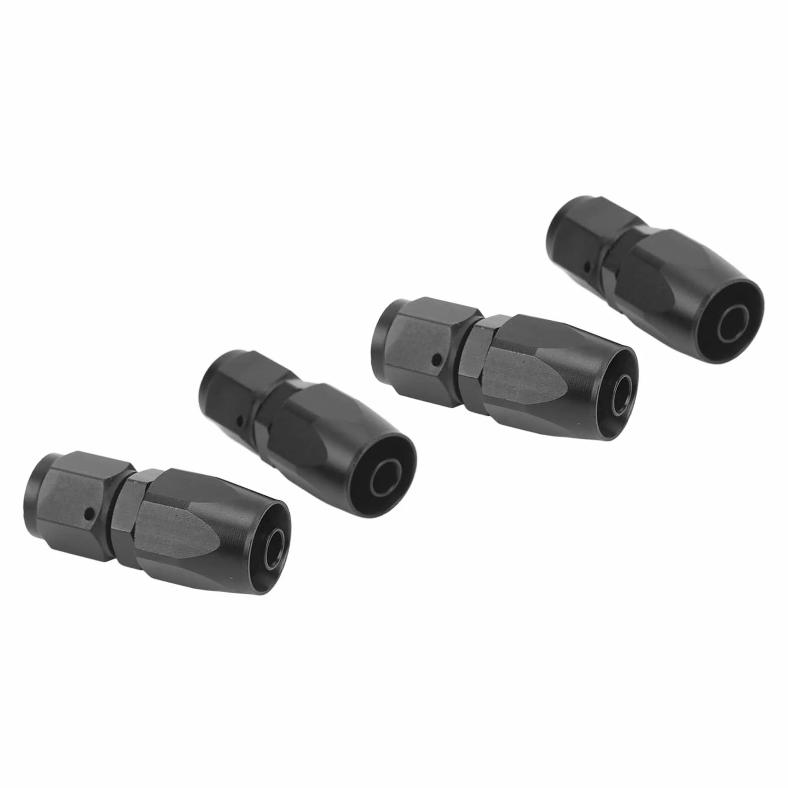 Końcówka Węża Przewodu Gazowego Opałowego, 4 Szt. Uniwersalna Aluminiowa AN6 0 Stopni Prosta Obrotowa Końcówka Węża Adapter do Montażu Modyfikacja Samochodu Czarna na