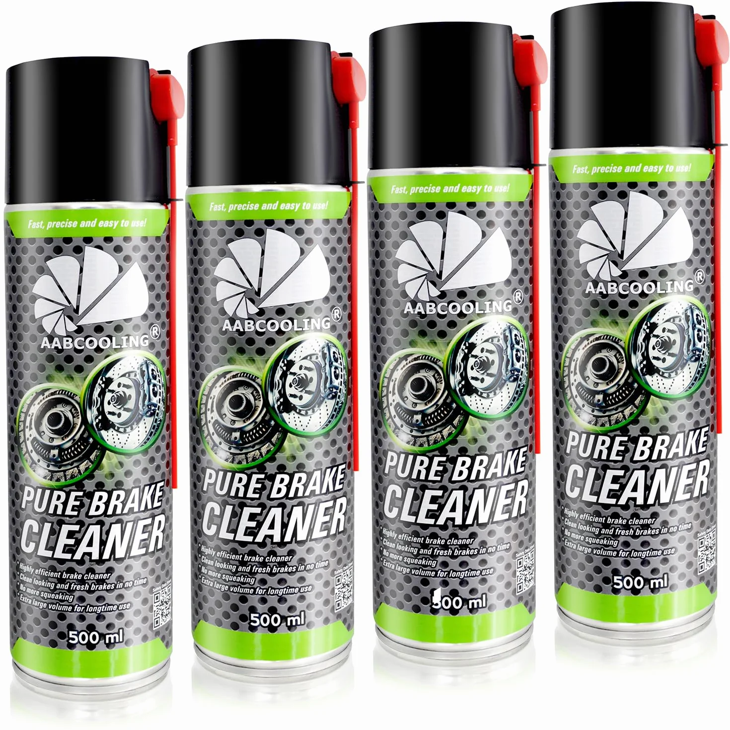 4x AABCOOLING Brake Cleaner 500ml Profesjonalny Środek do Czyszczenia Hamulców, Zmywacz Hamulcowy, Usuwa olej, smar i brud, Szybkoschnący, Czyści Sprzęgła, Hamulce Tarczowe i Bębnowe